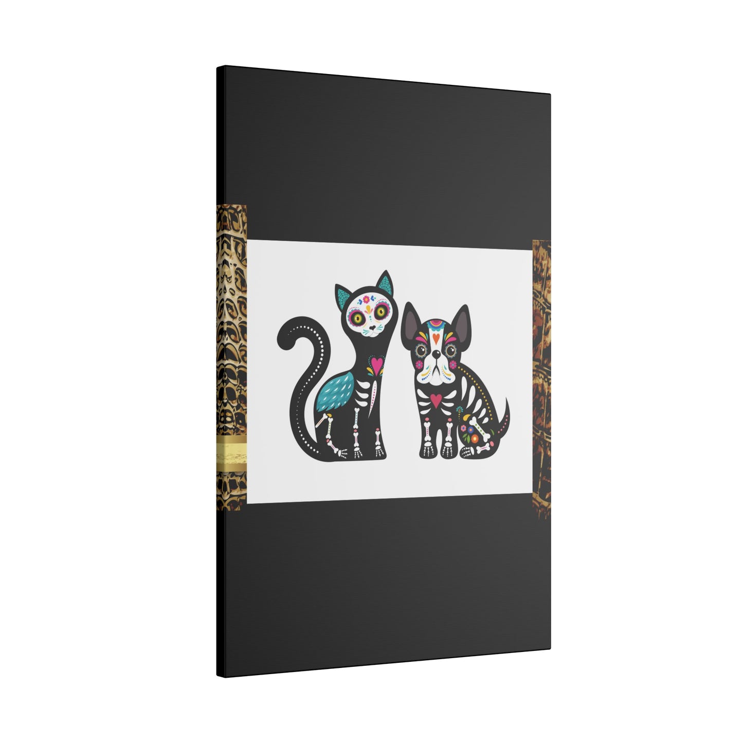 Day of the Dead Pet Canvas Art - Colorful Cat and Dog Wall Decor