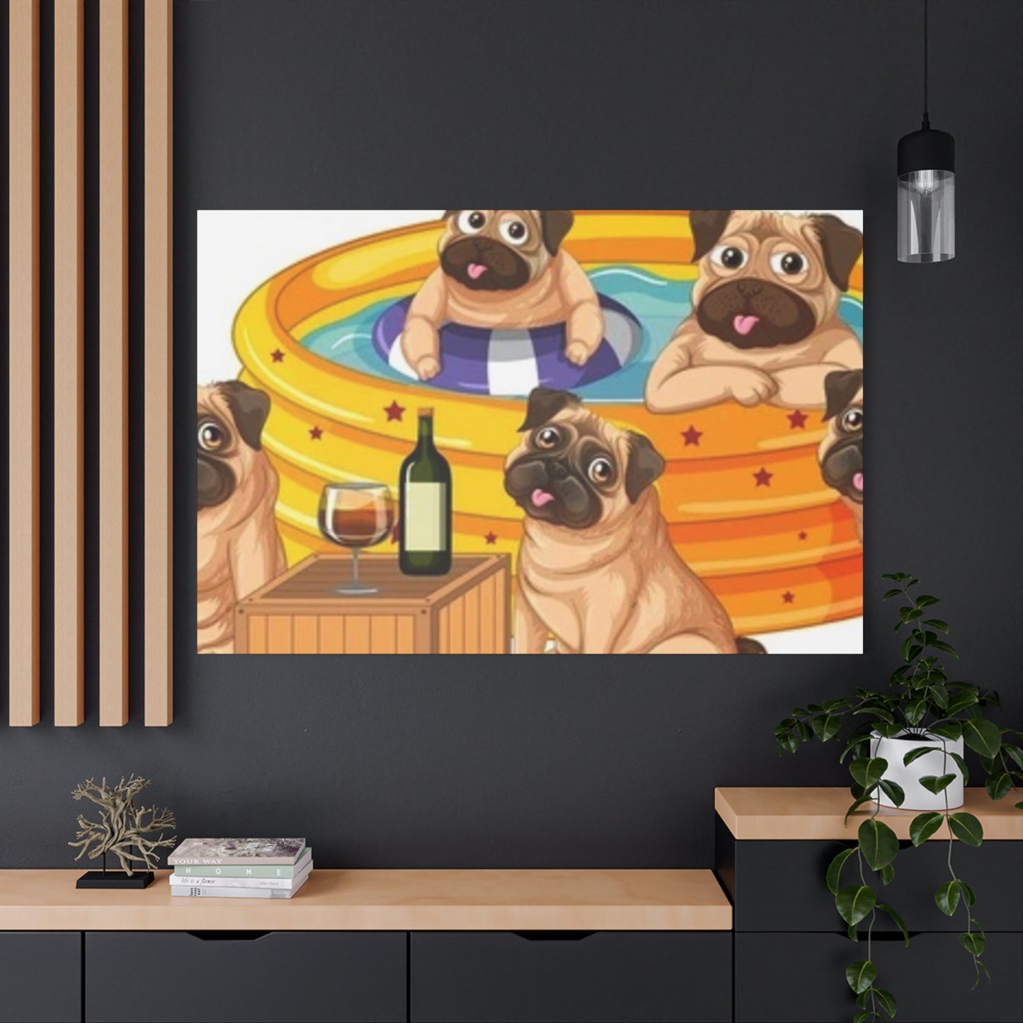 Pug Pool Party Canvas Art - Fun Pet Decor