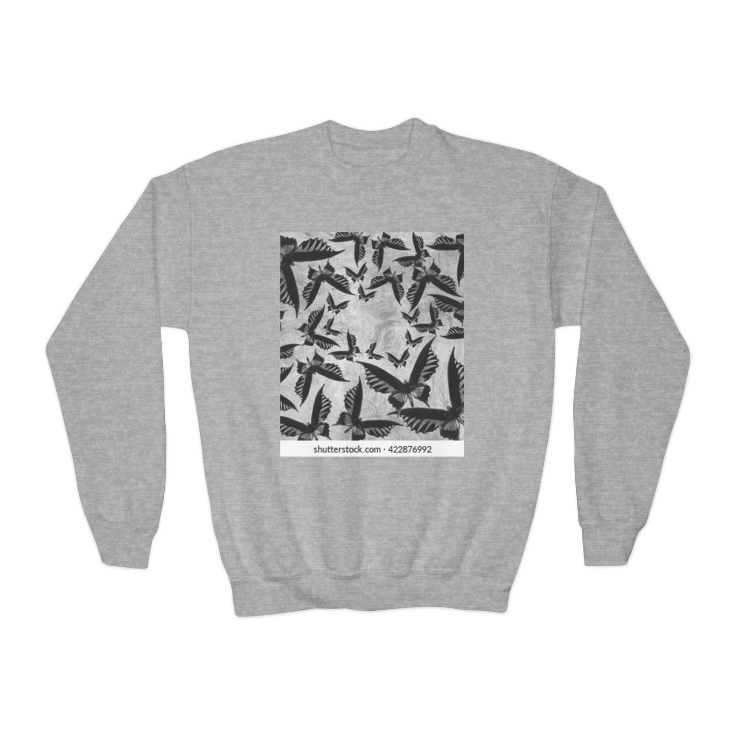 Youth Crewneck Sweatshirt - Stylish Black & White Bird Design