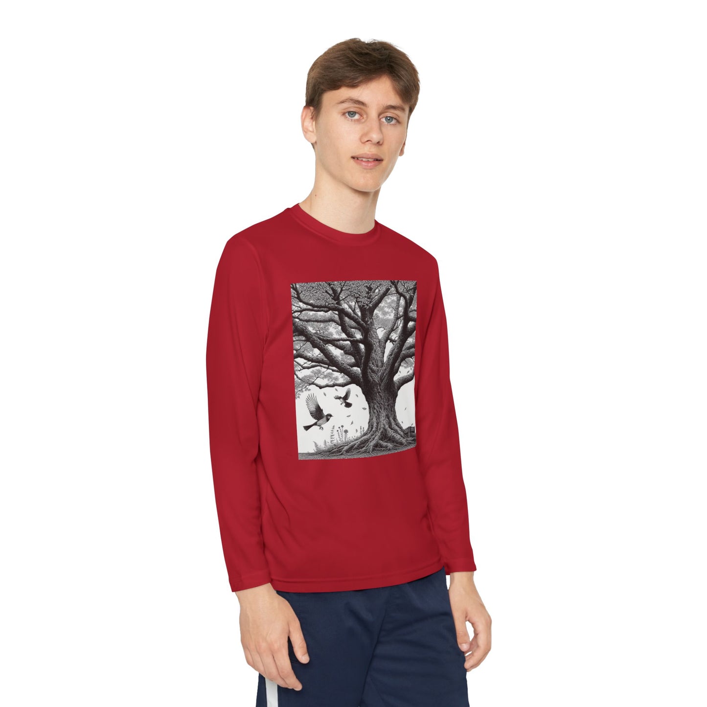 Youth Long Sleeve Tree Graphic Tee - Nature Inspired Design
