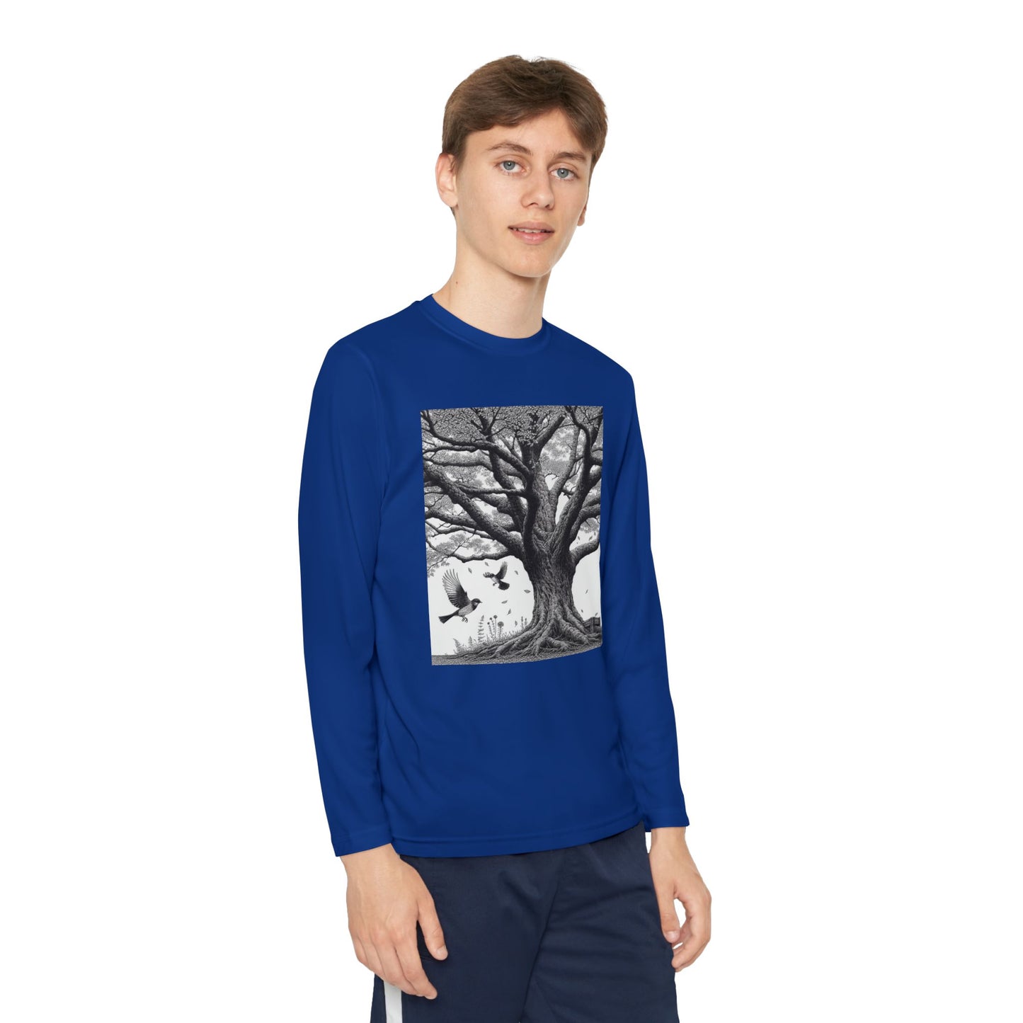 Youth Long Sleeve Tree Graphic Tee - Nature Inspired Design