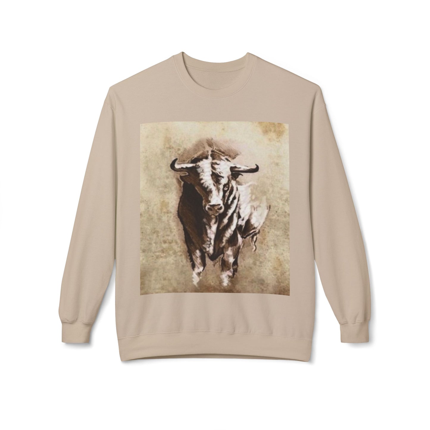 Vintage Bull Design Unisex Softstyle Fleece Crewneck Sweatshirt