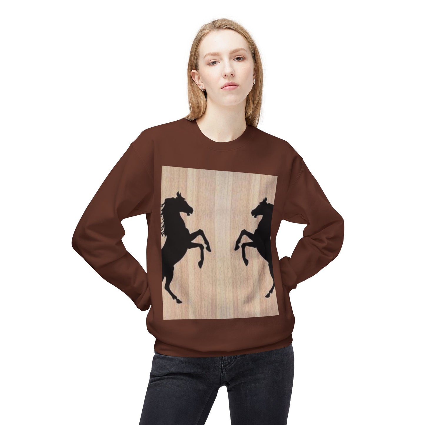 Equestrian Silhouette Fleece Sweatshirt - Perfect for Horse Lovers