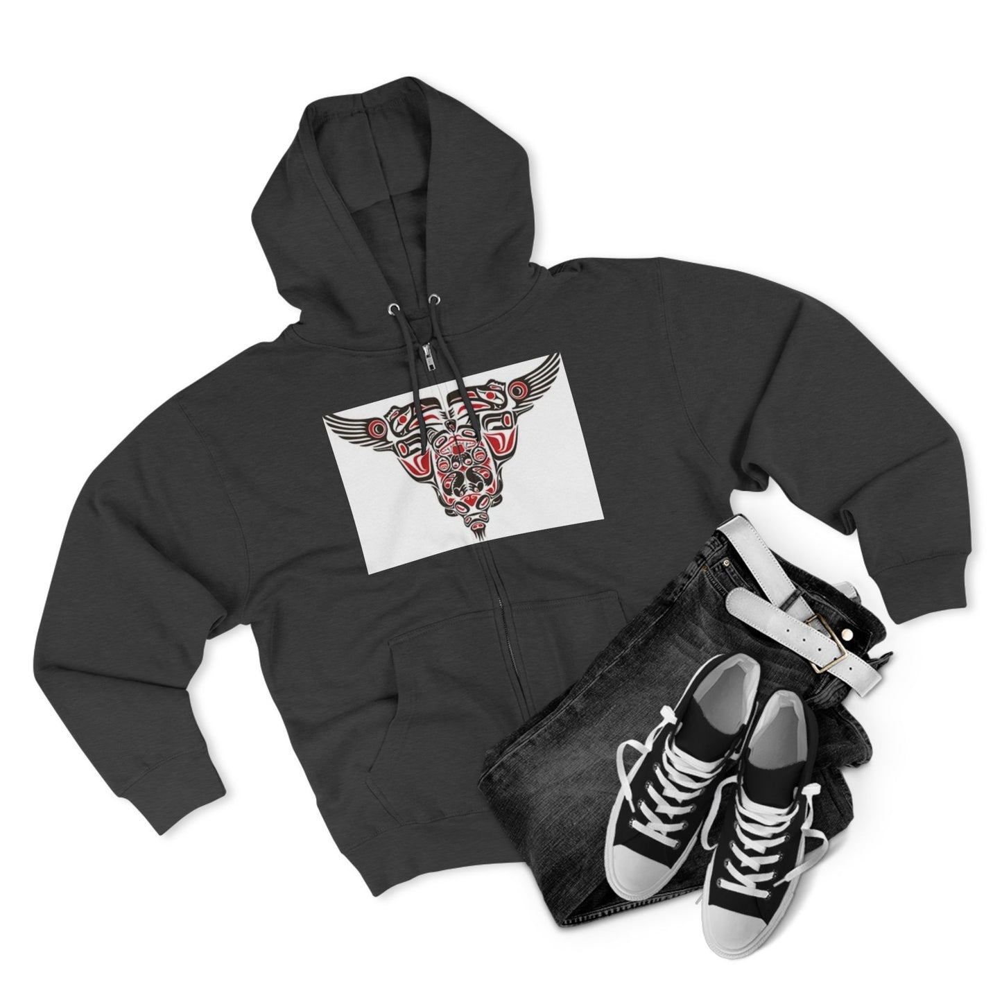 Artistic Tribal Unisex Zip Hoodie - Unique Modern Design