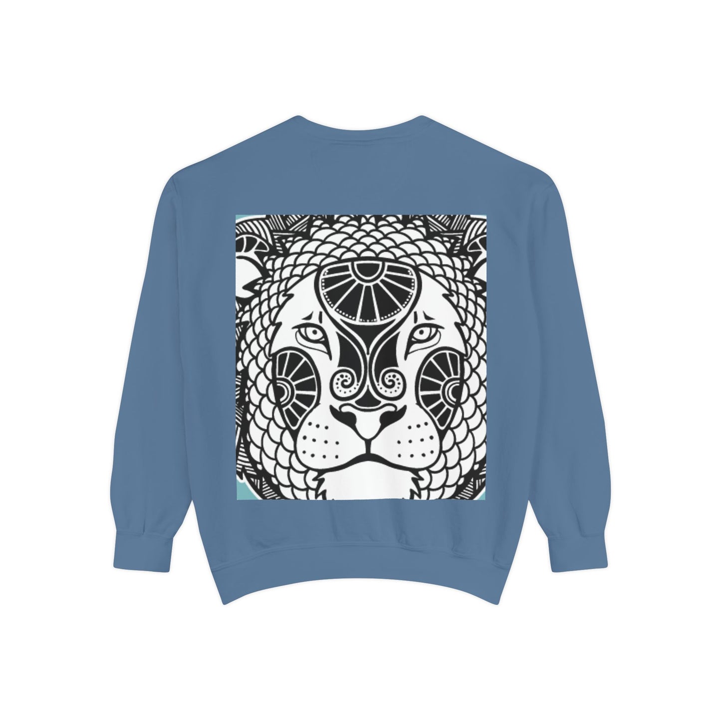 Bohemian Lion Unisex Garment-Dyed Sweatshirt - Cozy & Stylish Animal Graphic Tee for Nature Lovers