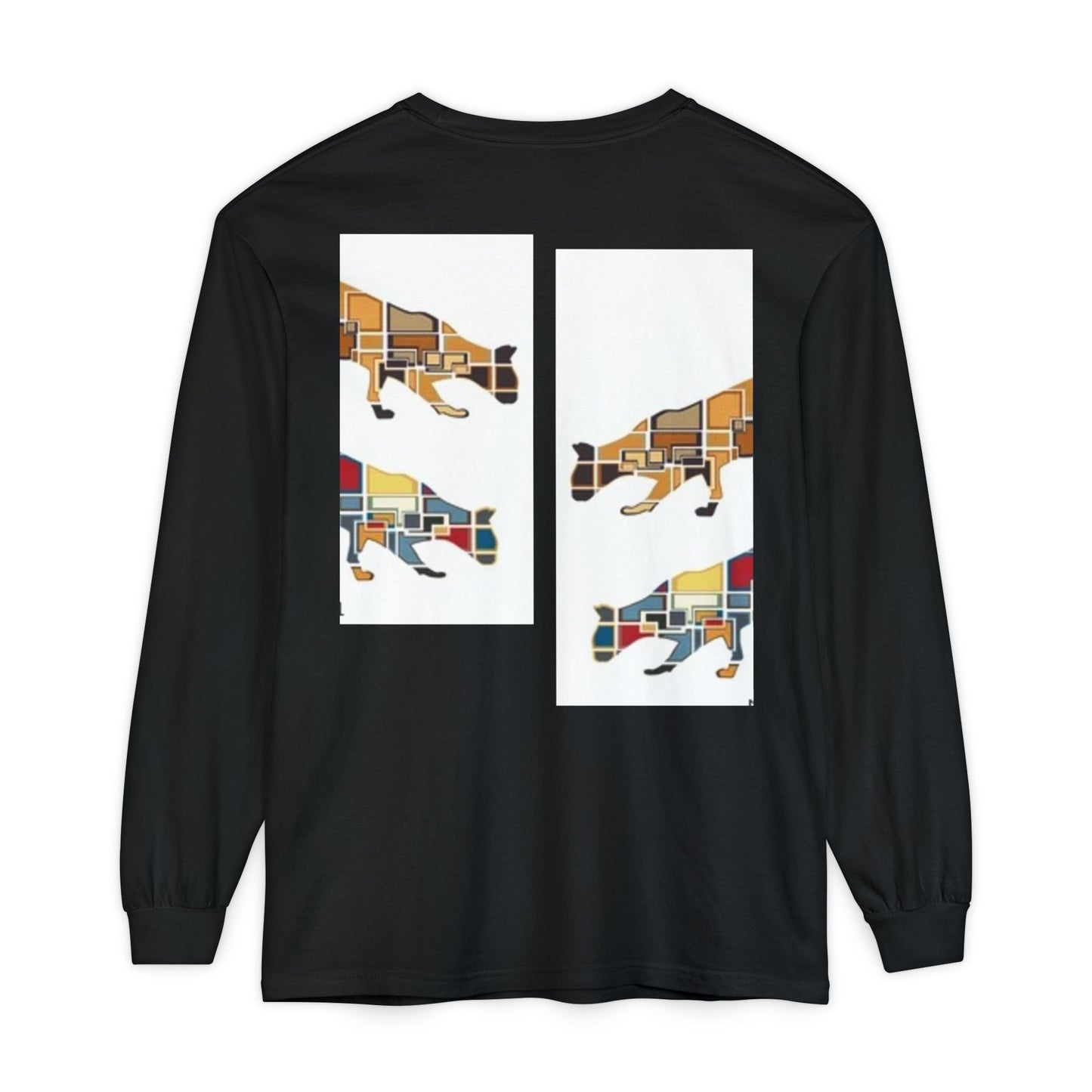 Artful Cat Silhouette Long Sleeve T-Shirt - Perfect for Animal Lovers