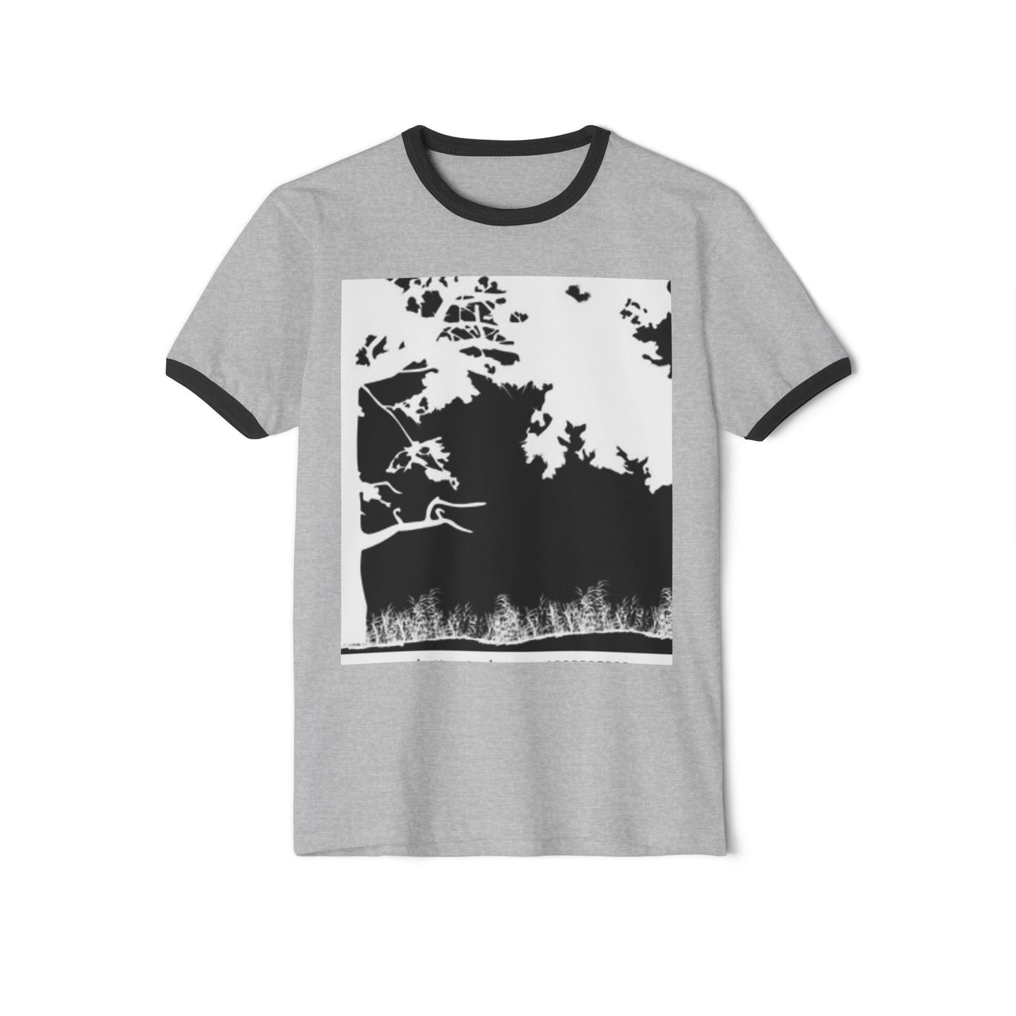 Nature-Inspired Unisex Cotton Ringer T-Shirt - Minimalist Landscape Design