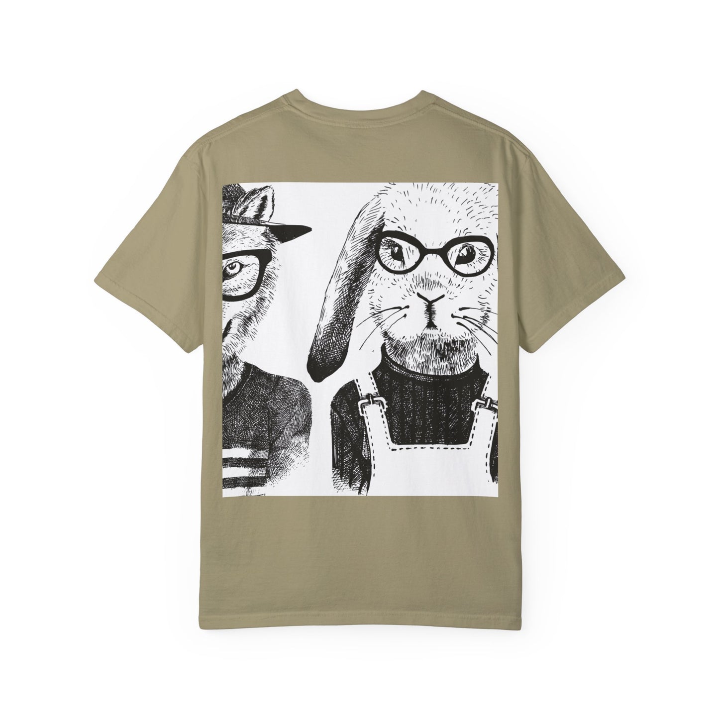 Whimsical Animal Friends T-Shirt - Stylish Panda & Wolf Design