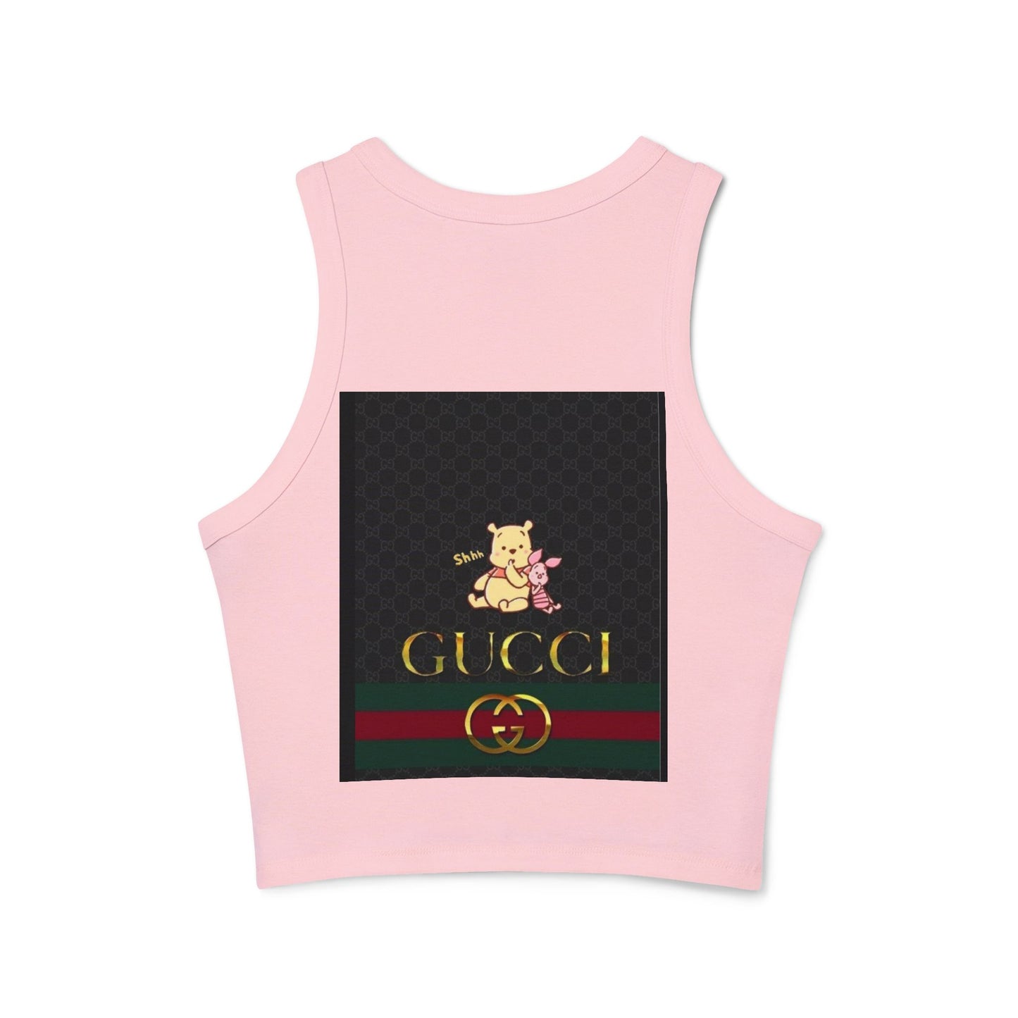 Stylish Women's Micro Rib Racer Tank Top with Gucci-Inspired Design