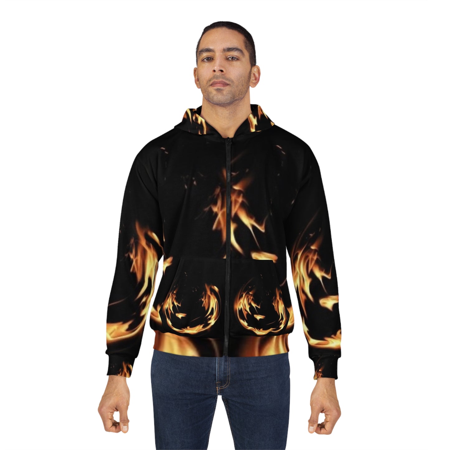 Unisex Flame Design Zip Hoodie – Perfect for Fire Enthusiasts