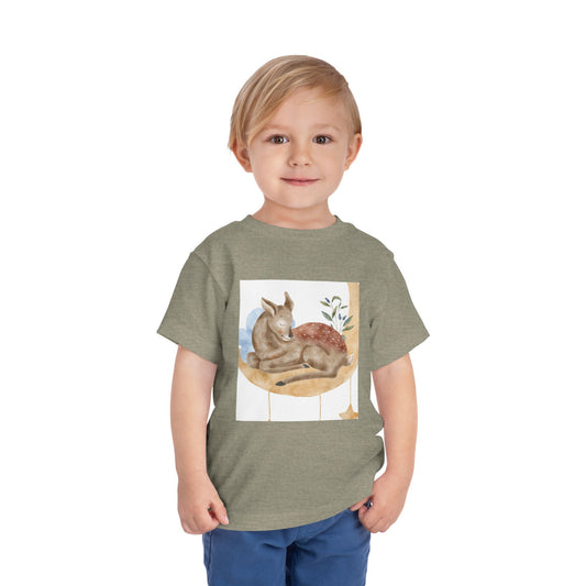Whimsical Fawn Toddler Tee - Cute Short Sleeve Shirt for Kids