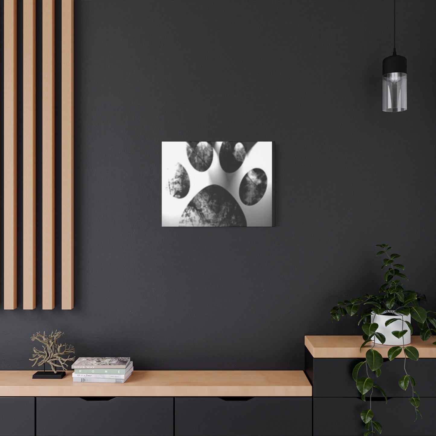 Black Paw Print Canvas Art - Modern Animal Decor for Pet Lovers