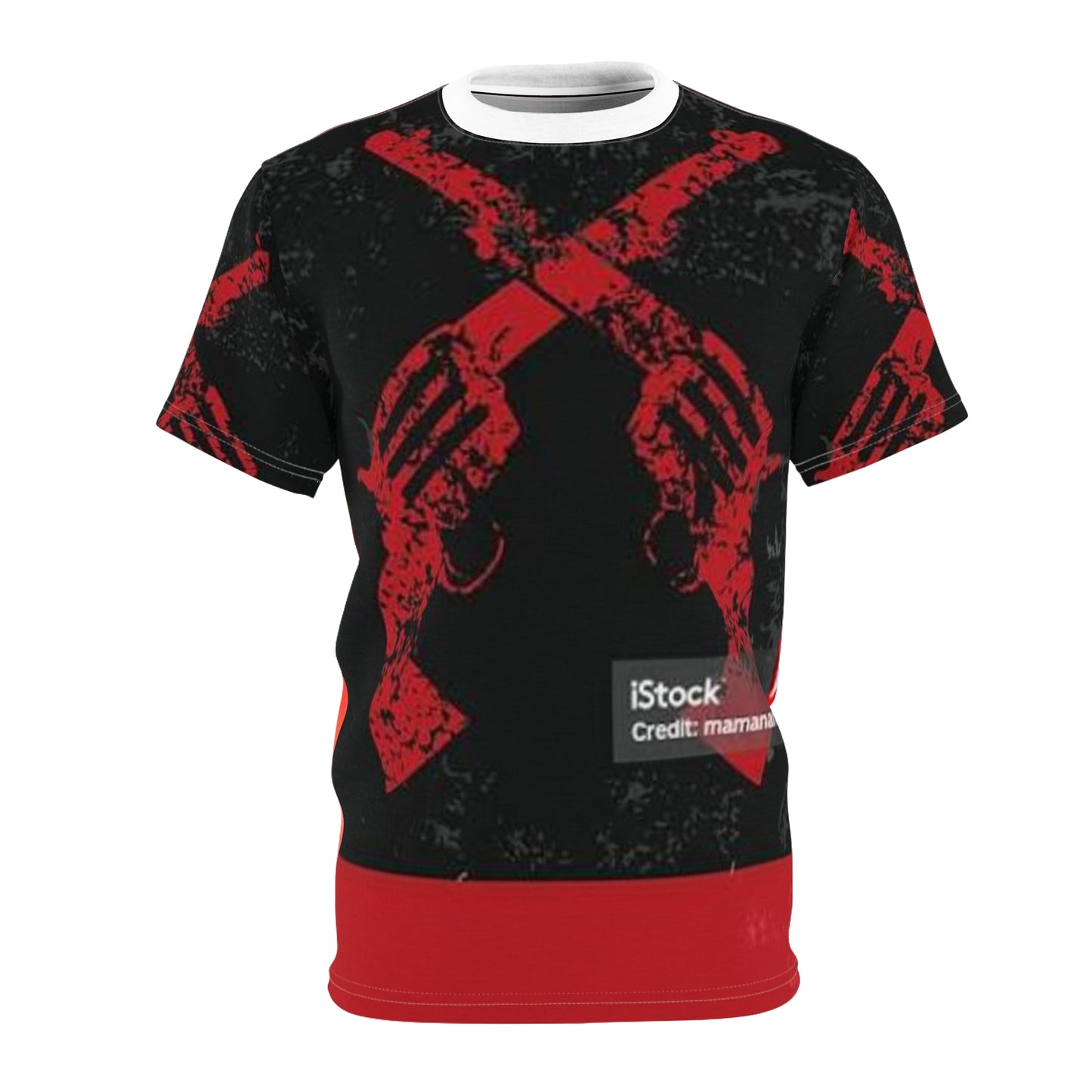Unisex Cut & Sew Tee - Bold Dual Handgun Design, Perfect for Edgy Style