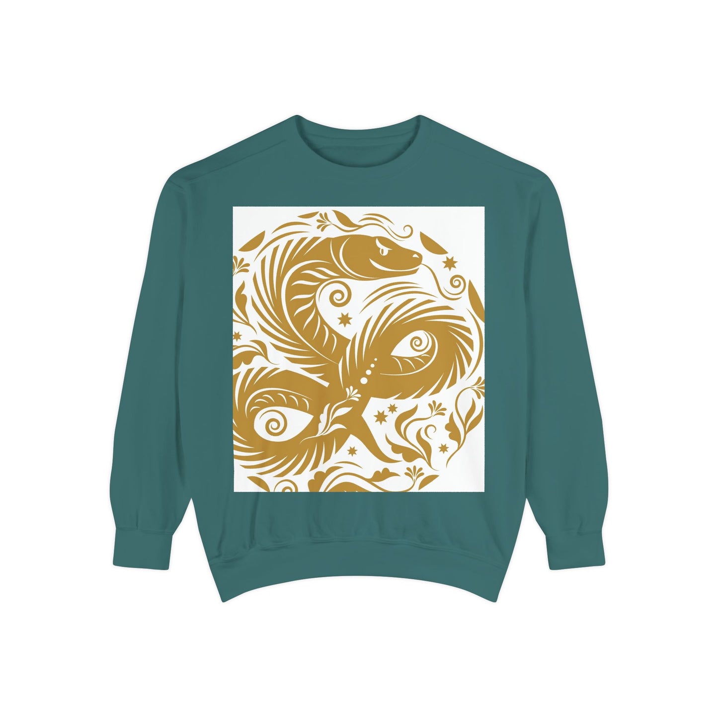 Cultural Vibe Unisex Garment-Dyed Sweatshirt - Tribal Mask & Animal Design
