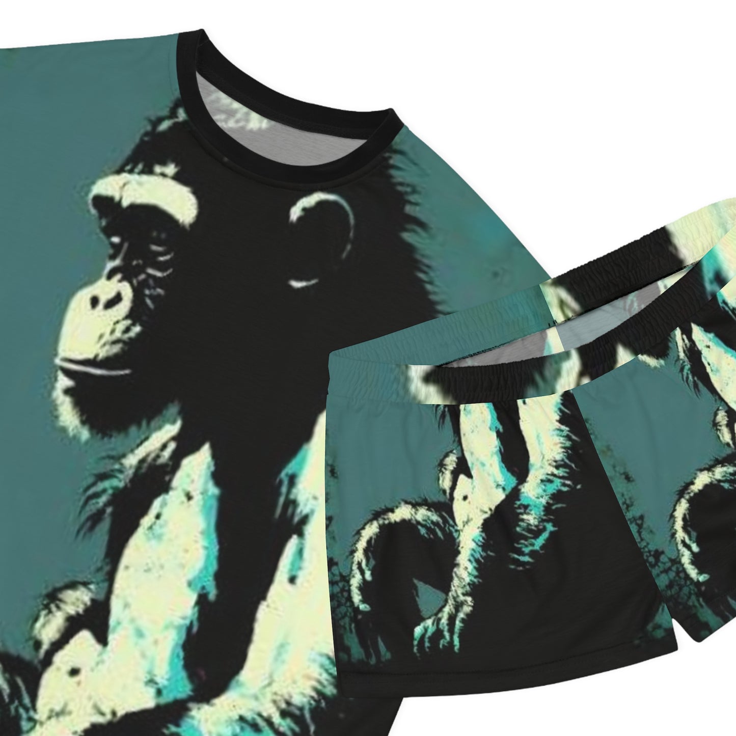 Chic Monkey Print Women's Short Pajama Set - Fun & Cozy Sleepwear