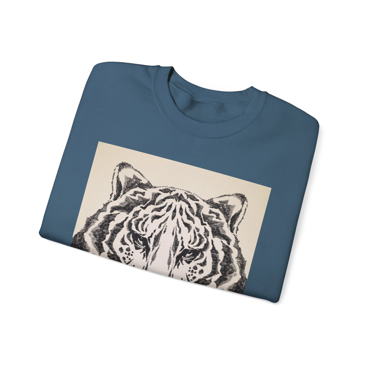 Artistic Tiger Print Crewneck Sweatshirt – Unisex Heavy Blend