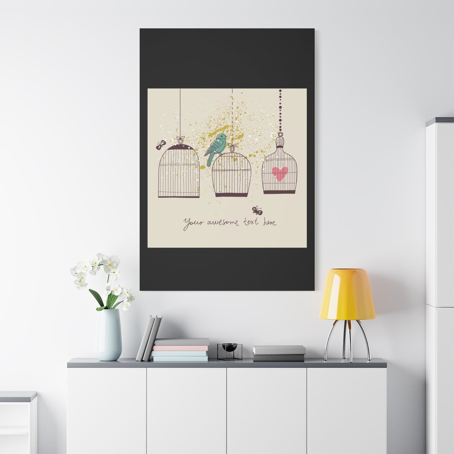 Whimsical Birdcage Canvas Wall Art - Personalized Home Decor