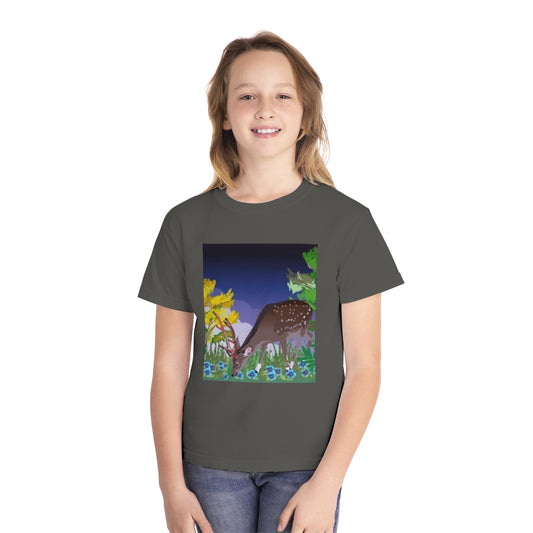 Youth Midweight Tee – Serene Deer in Nature Design