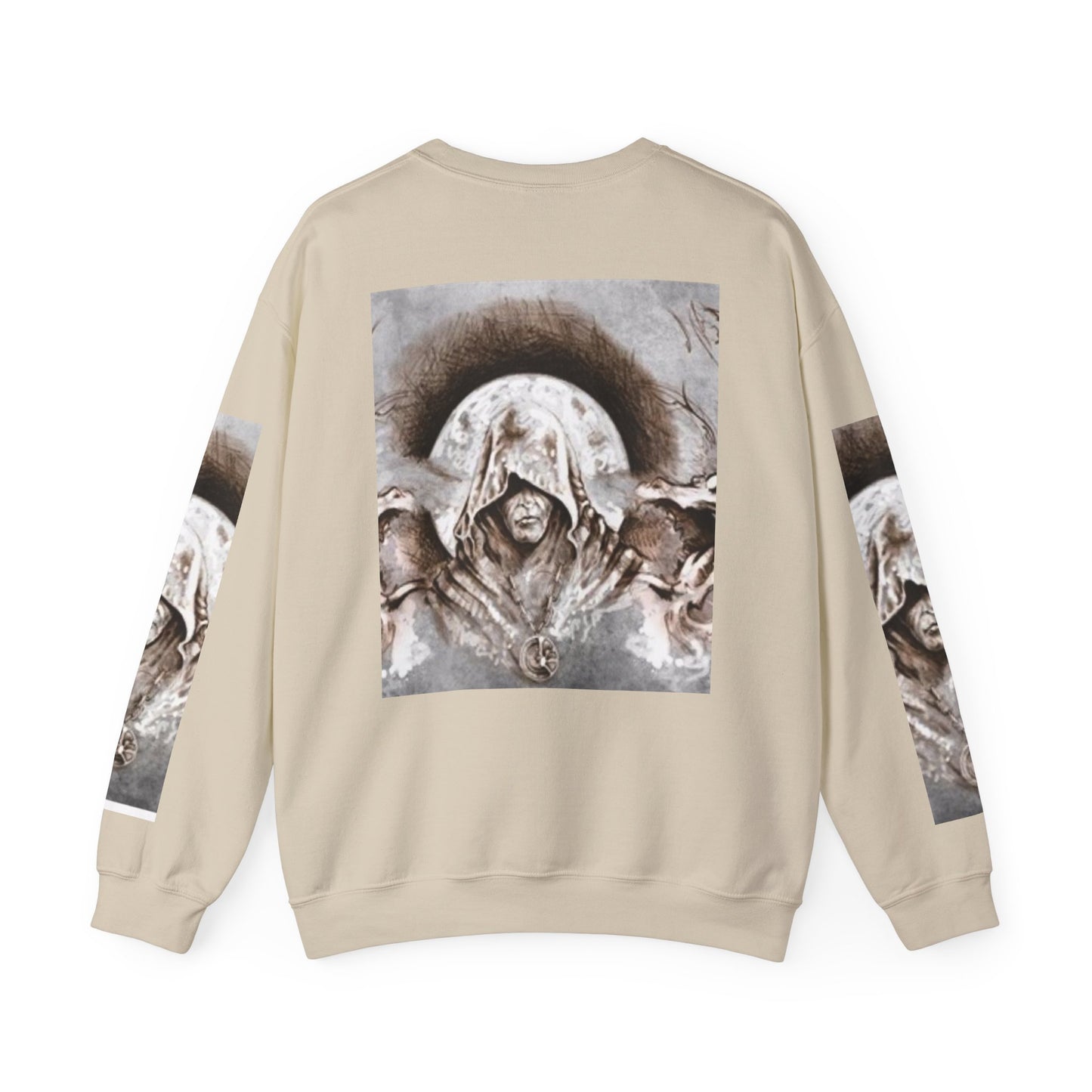 Mystical Hooded Figure Unisex Crewneck Sweatshirt - Fantasy Apparel for Dreamers