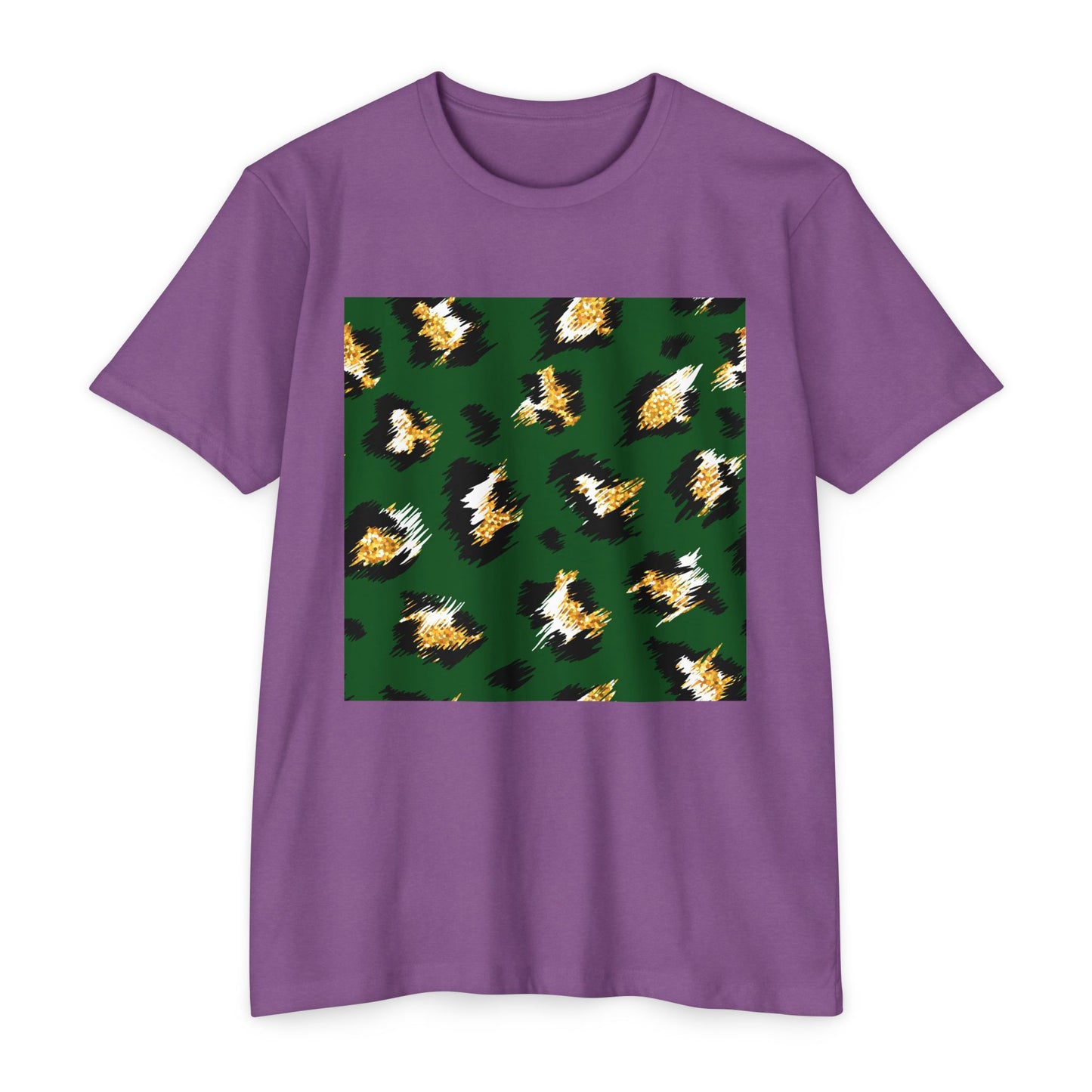 Unisex CVC Jersey T-Shirt - Vibrant Green Animal Print