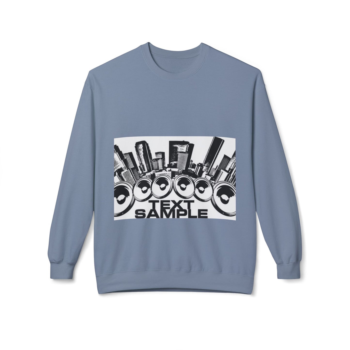 Urban Vibe Sound Wave Crewneck Sweatshirt - Unisex Fleece with Cityscape Design