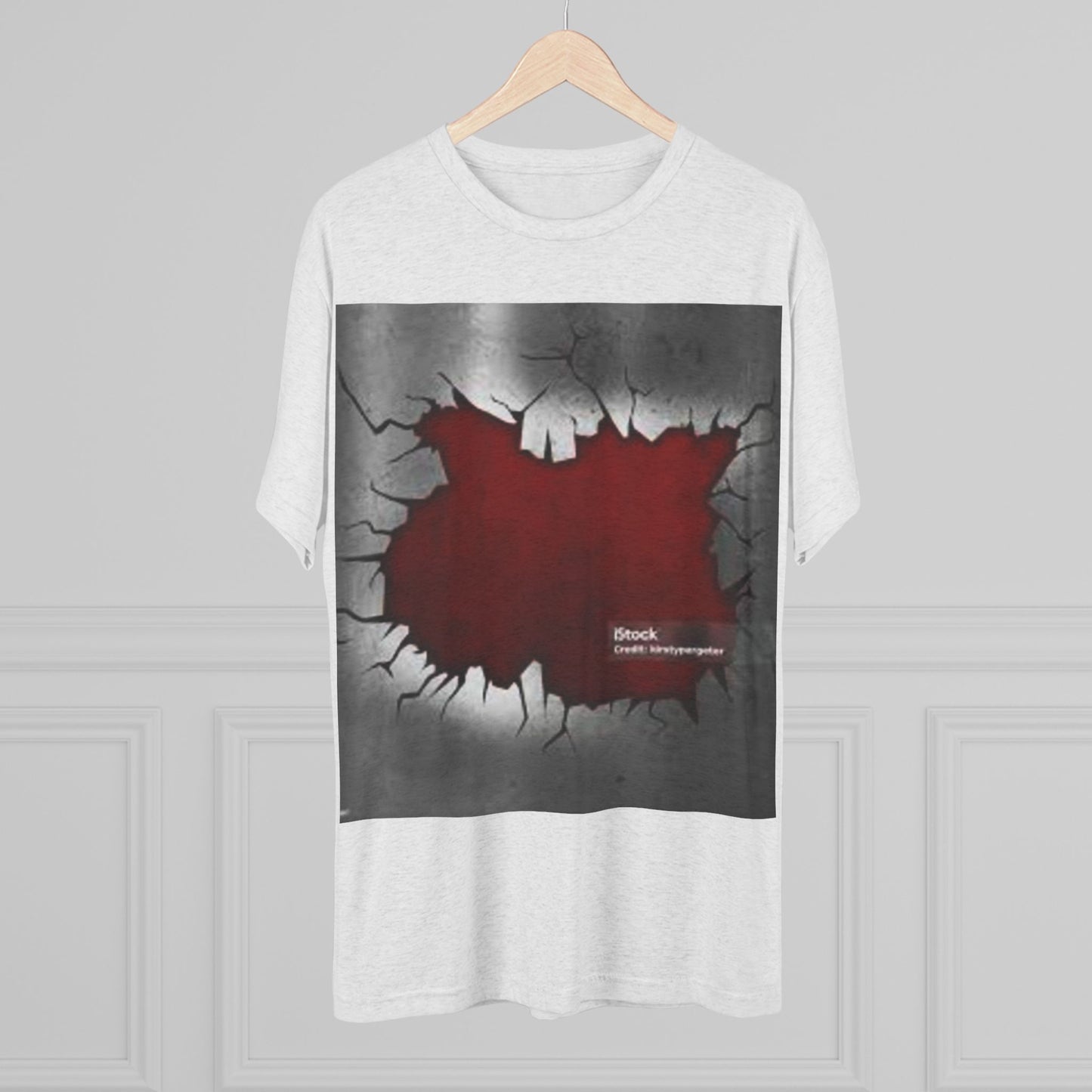 Bold Graphic Unisex Tri-Blend Crew Tee - Edgy Cracked Wall Design