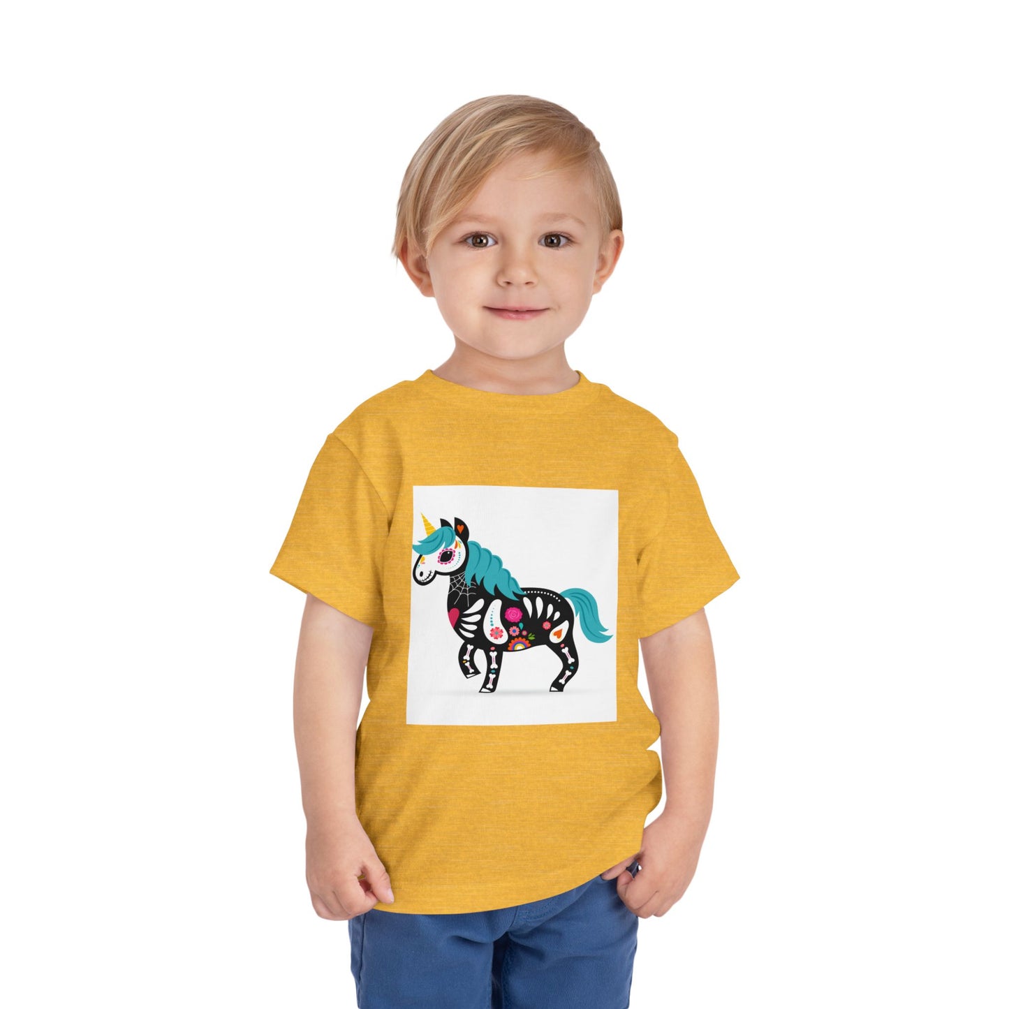 Toddler Skeleton Unicorn Tee - Cute Halloween Short Sleeve Shirt