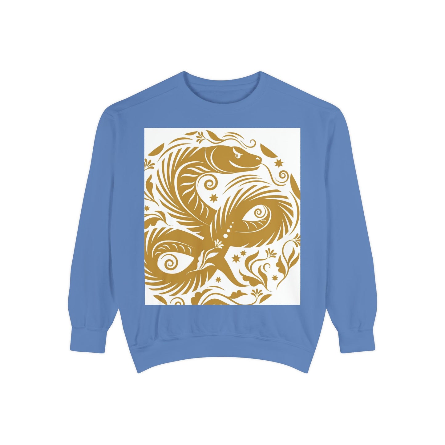 Cultural Vibe Unisex Garment-Dyed Sweatshirt - Tribal Mask & Animal Design