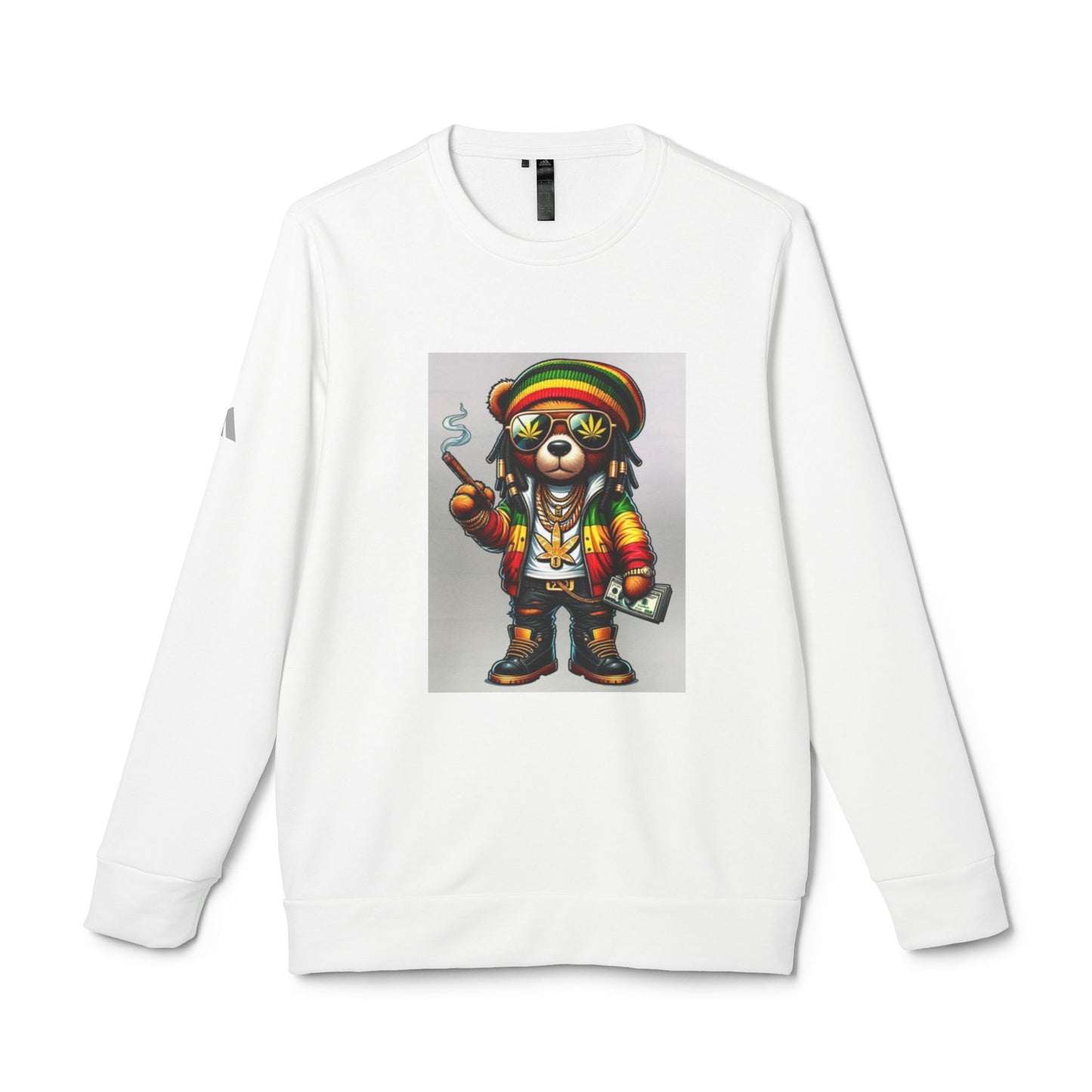 Rasta Bear Fleece Crewneck Sweatshirt - Unisex Chill Vibe