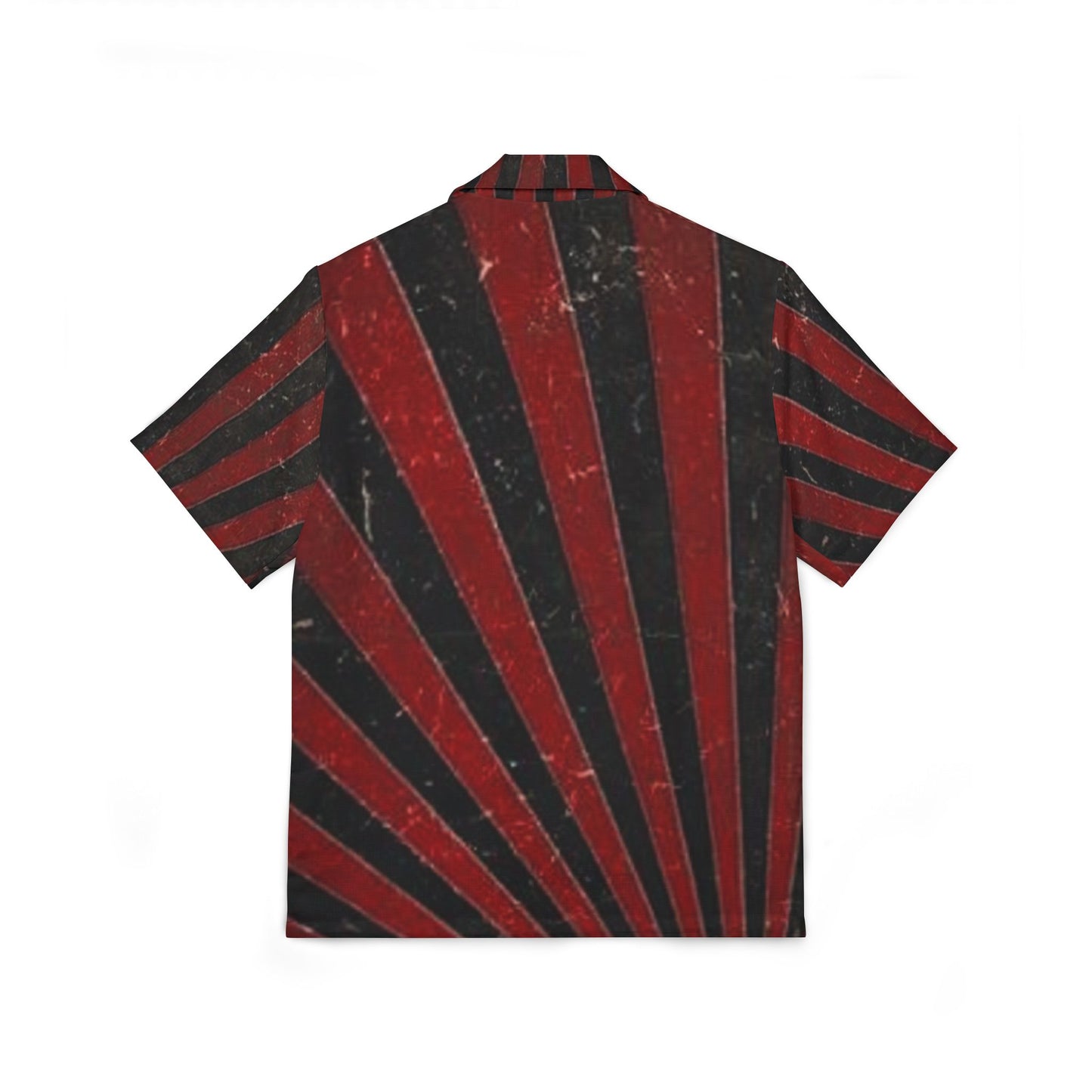 Men's Hawaiian Camp Shirt - Bold Red and Black Striped Design