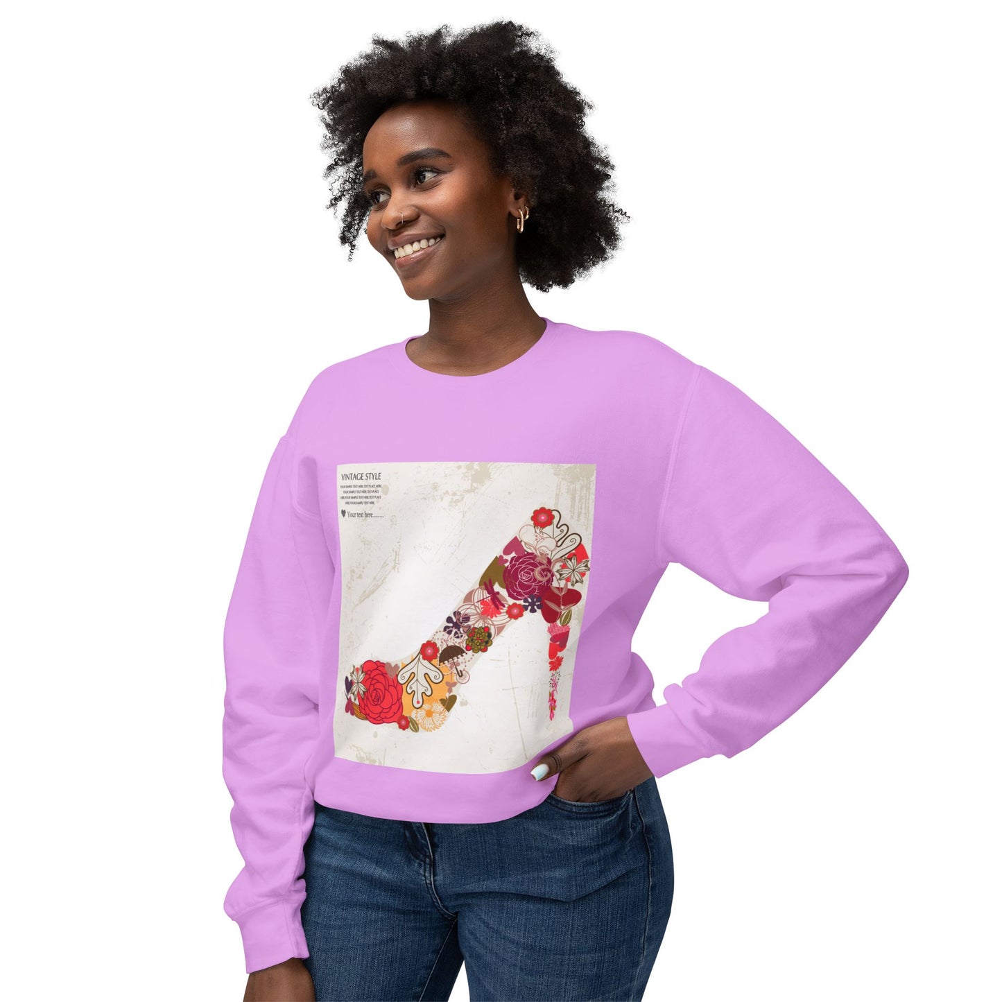 Vintage Floral High Heel Unisex Crewneck Sweatshirt | Stylish & Comfortable