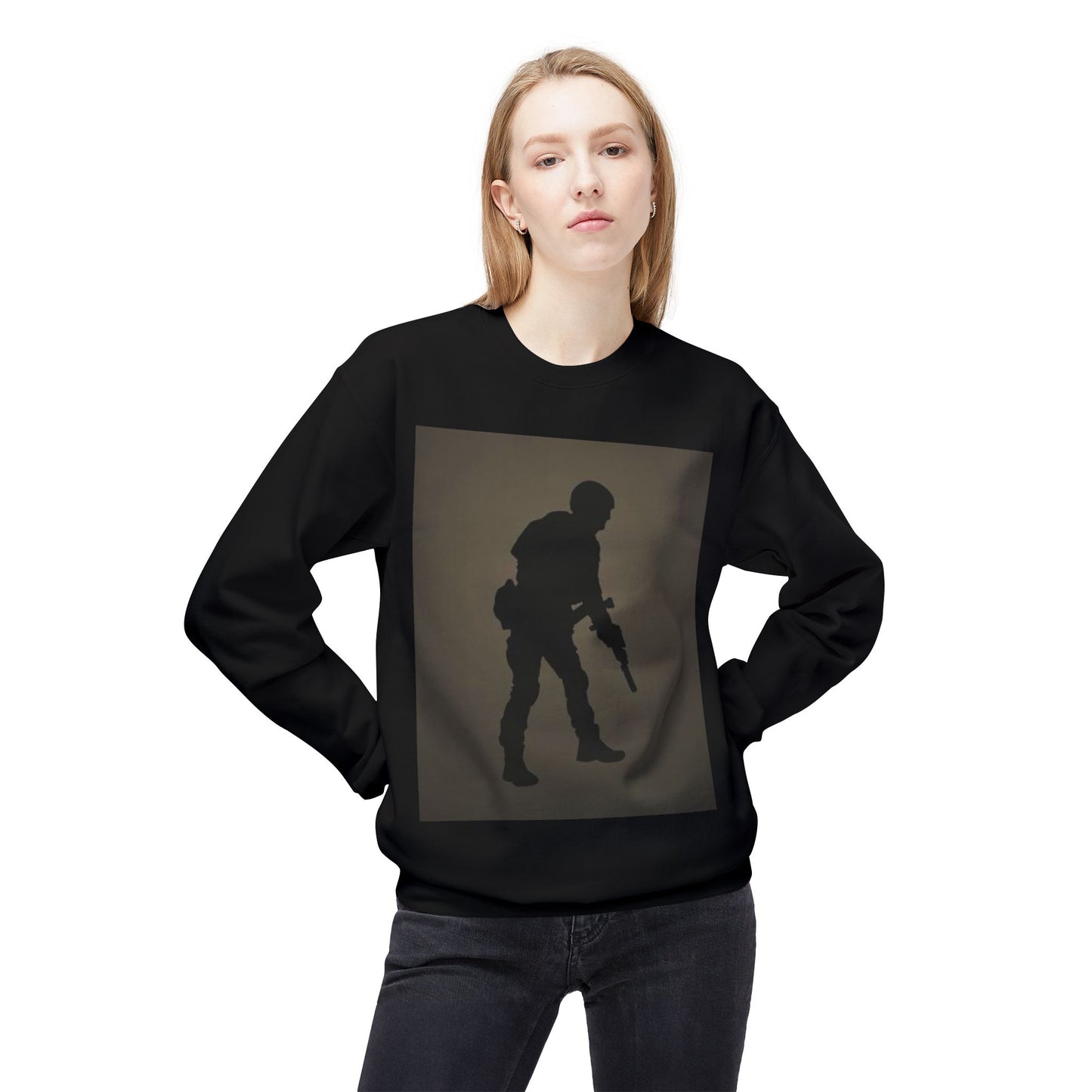 Military Silhouette Crewneck Sweatshirt - Unisex Midweight Fleece