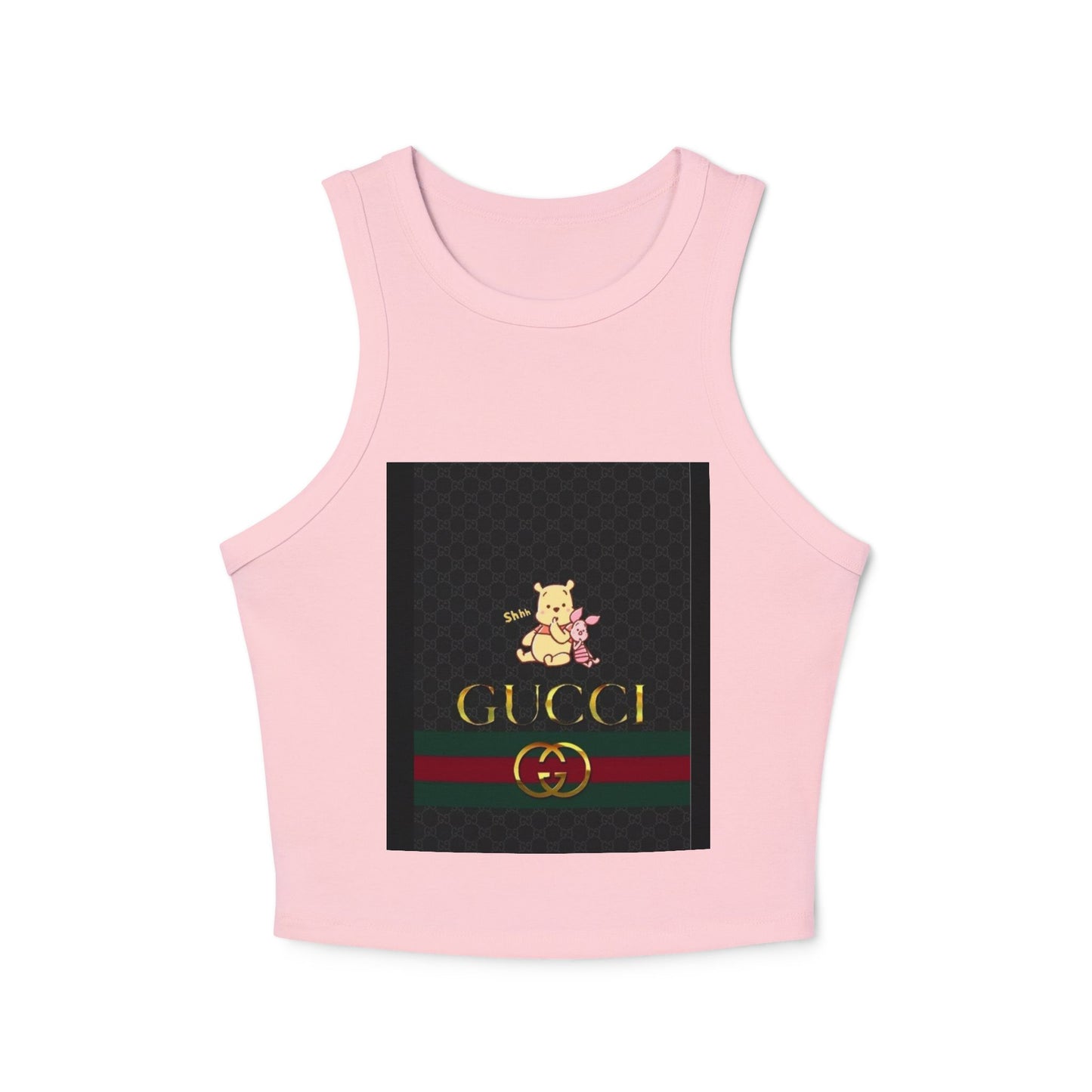 Stylish Women's Micro Rib Racer Tank Top with Gucci-Inspired Design