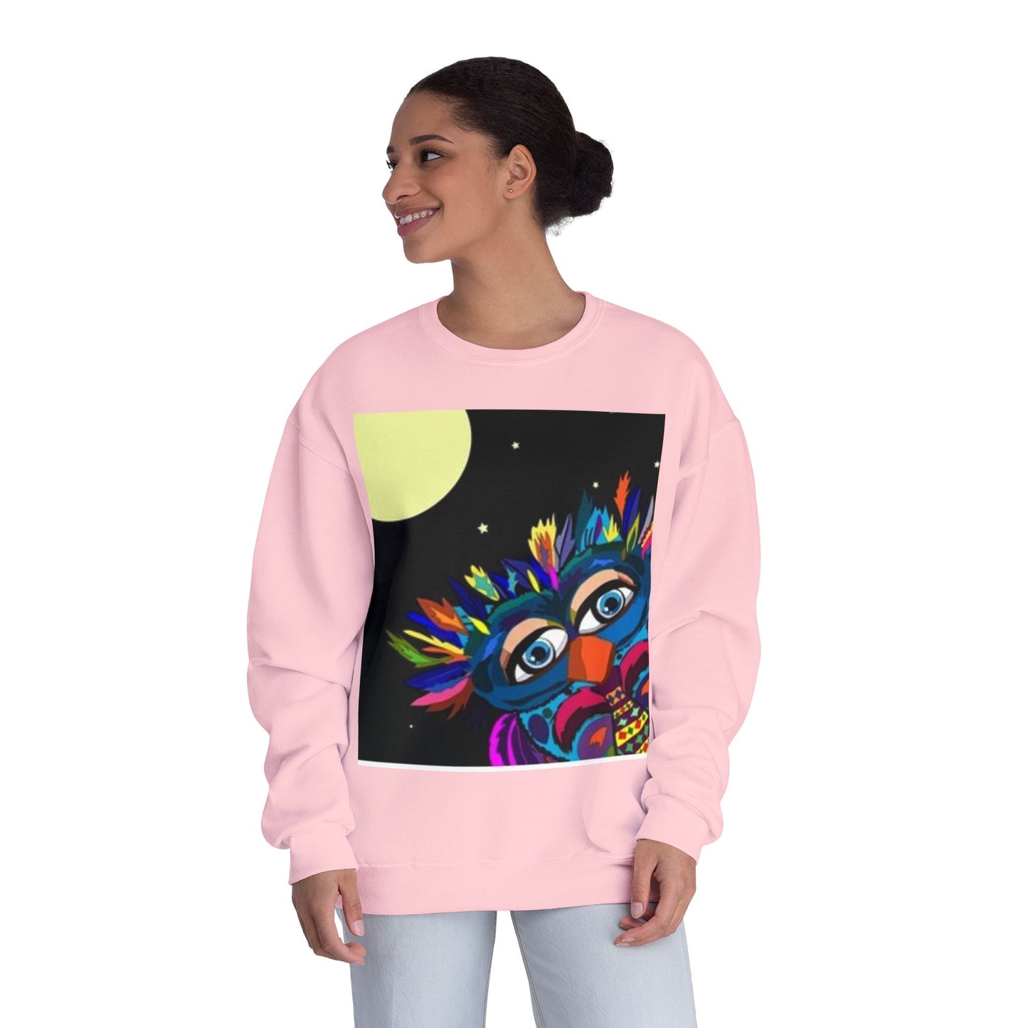 Colorful Night Owl Crewneck Sweatshirt - Unisex NuBlend® Sweatshirt