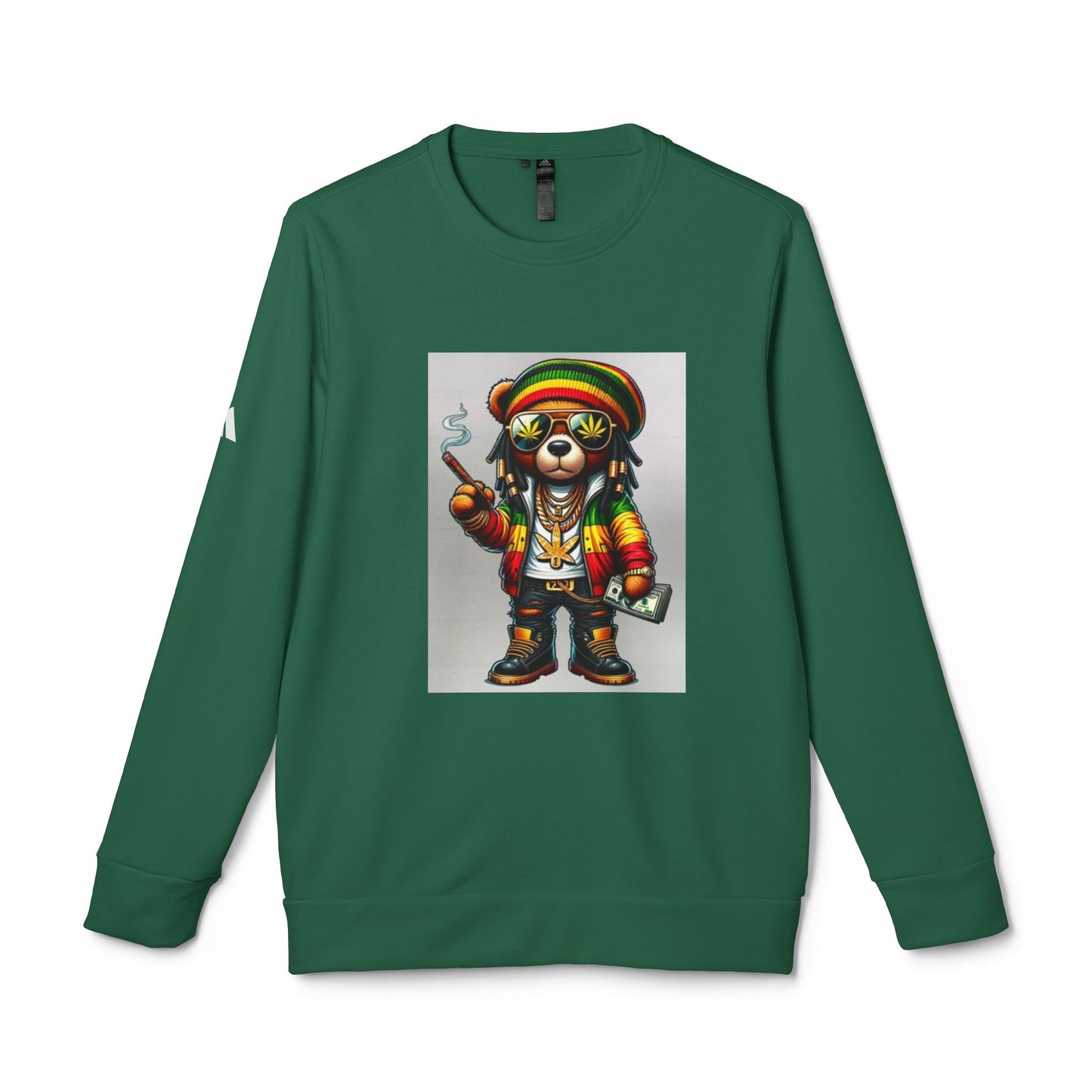 Rasta Bear Fleece Crewneck Sweatshirt - Unisex Chill Vibe