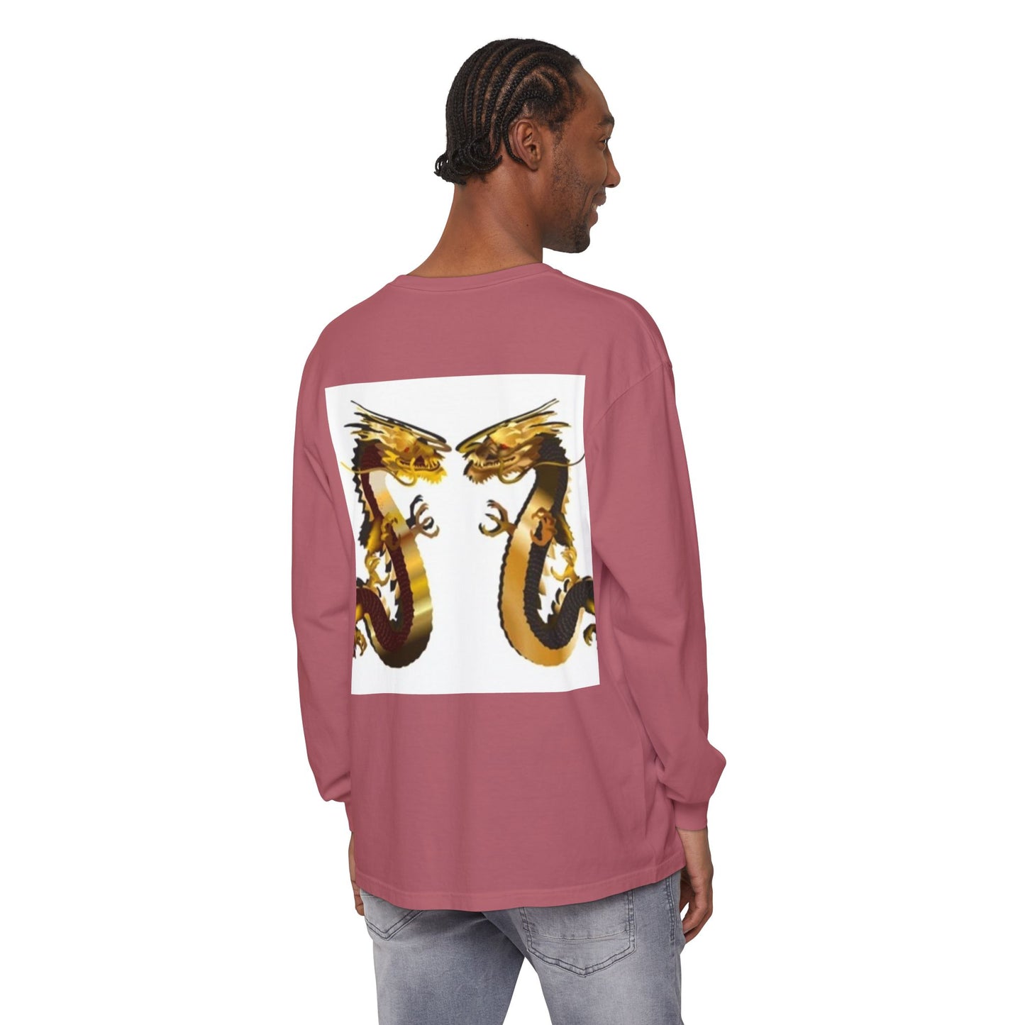 Dragon Duel Unisex Long Sleeve T-Shirt - Garment-Dyed Art Tee
