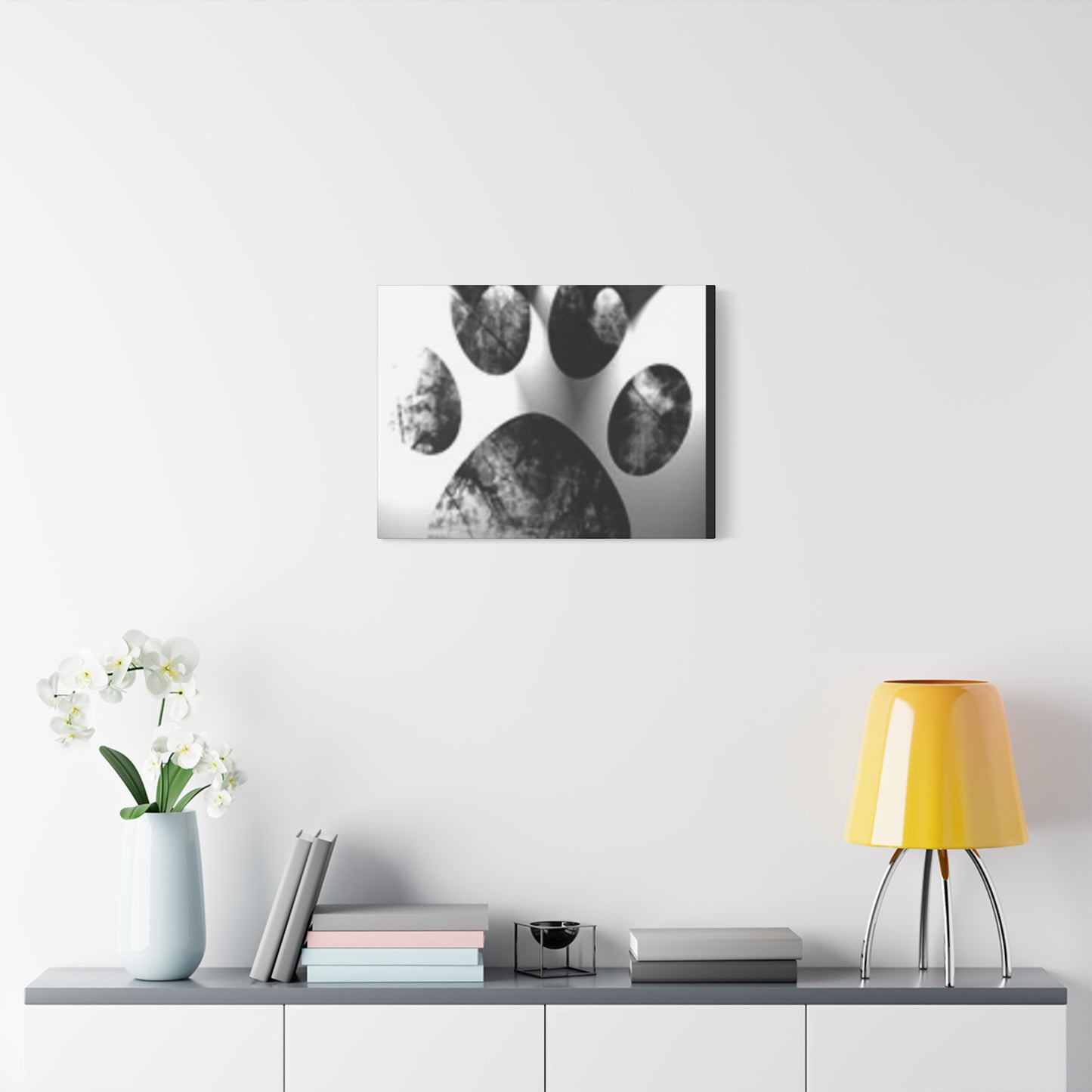 Black Paw Print Canvas Art - Modern Animal Decor for Pet Lovers