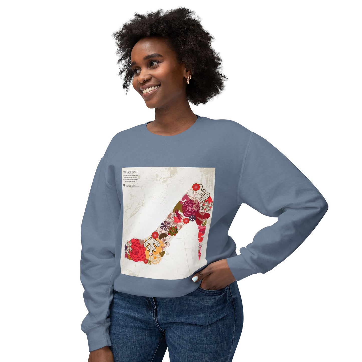 Vintage Floral High Heel Unisex Crewneck Sweatshirt | Stylish & Comfortable