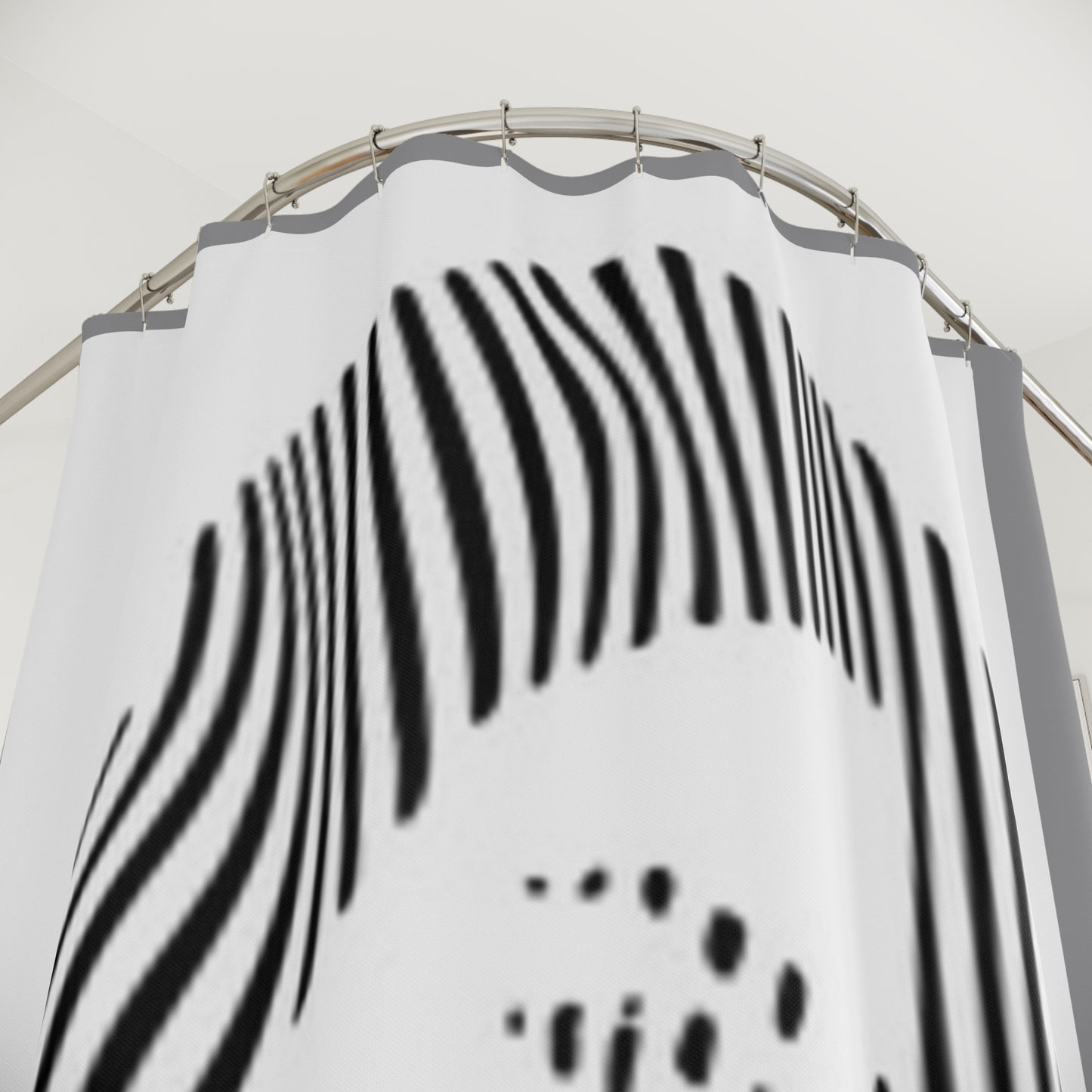 Modern Abstract Shower Curtain - Minimalist Black and White Design