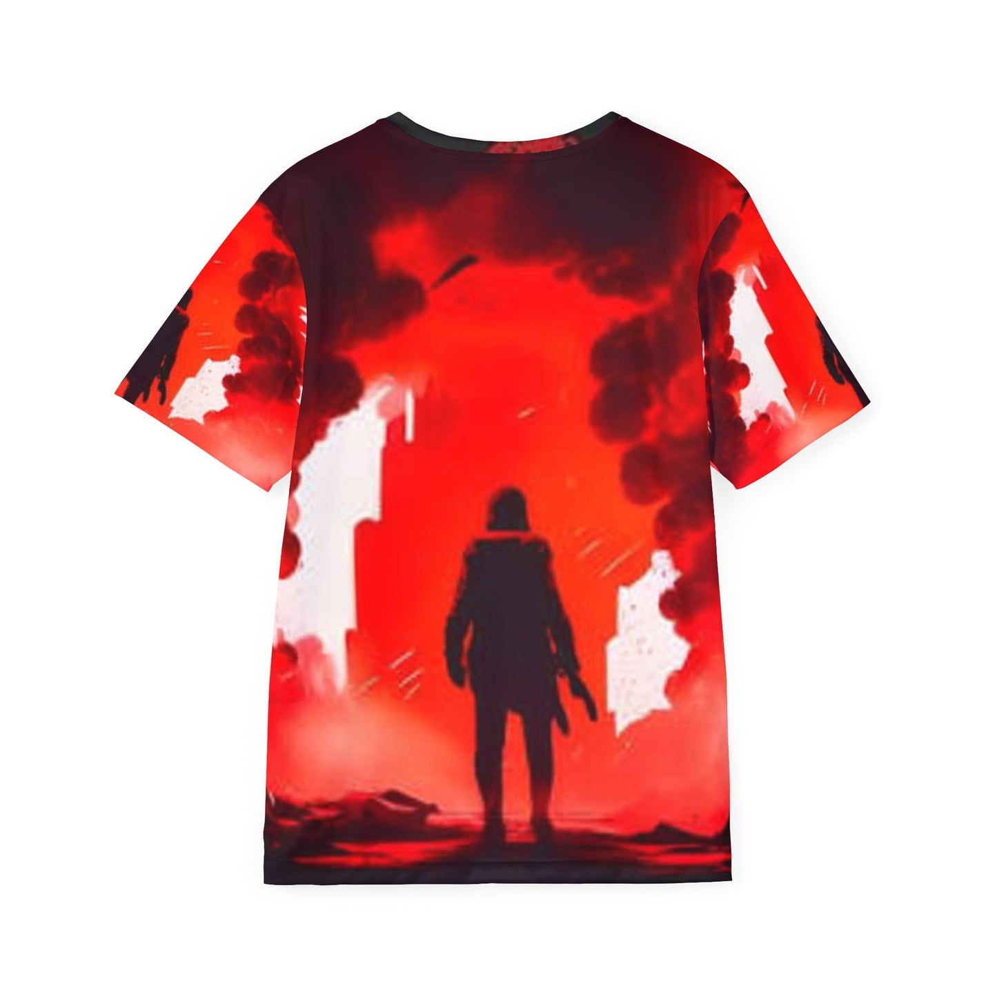 Men's Graphic Sports Jersey - Bold Red Design with Crossed Guns & Silhouette