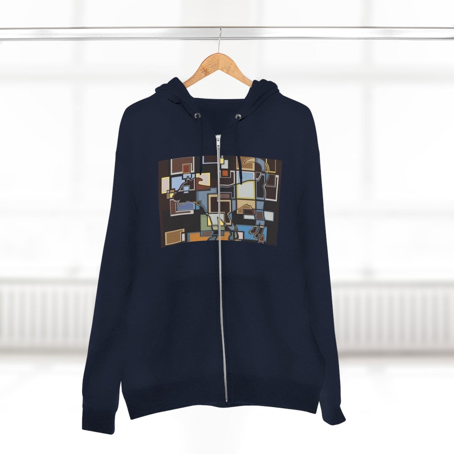 Artistic Unisex Zip Hoodie - Colorful Abstract Design