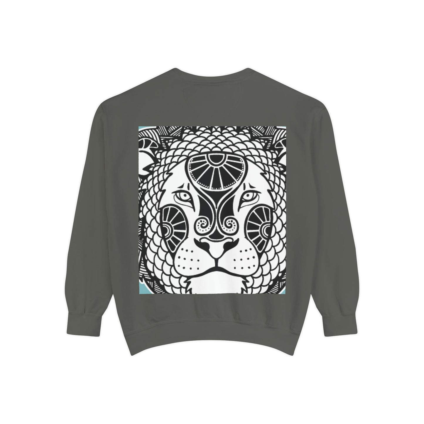Bohemian Lion Unisex Garment-Dyed Sweatshirt - Cozy & Stylish Animal Graphic Tee for Nature Lovers