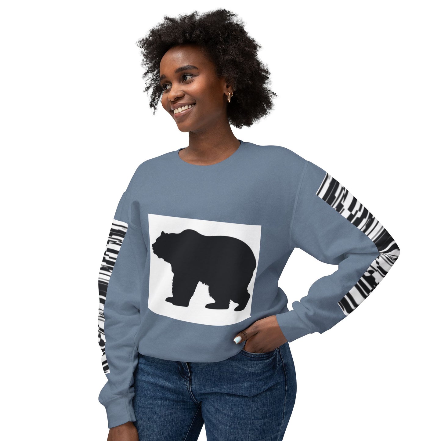Stylish Bear Graphic Unisex Lightweight Crewneck Sweatshirt