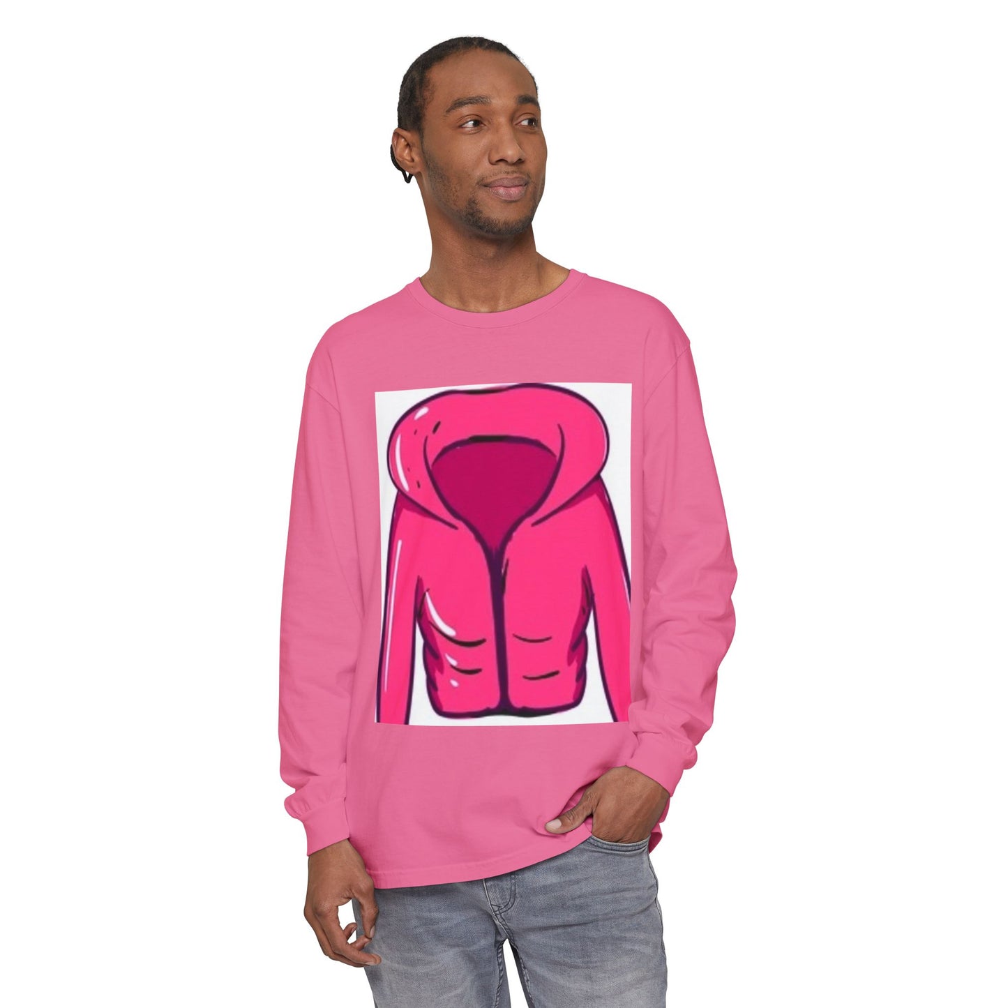 Unisex Garment-Dyed Long Sleeve T-Shirt - Cute Hoodie Print for Casual Wear