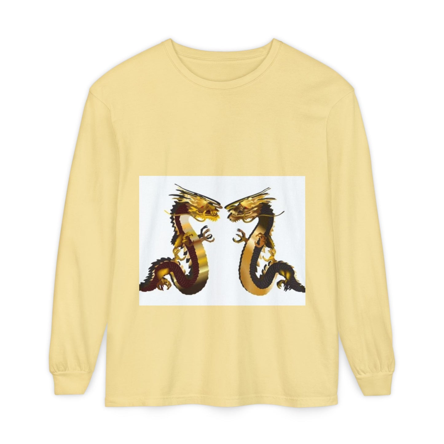 Dragon Duel Unisex Long Sleeve T-Shirt - Garment-Dyed Art Tee