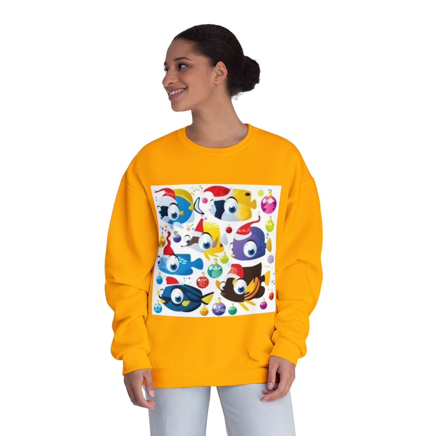Whimsical Colorful Crewneck Sweatshirt – Fun Cartoon Design