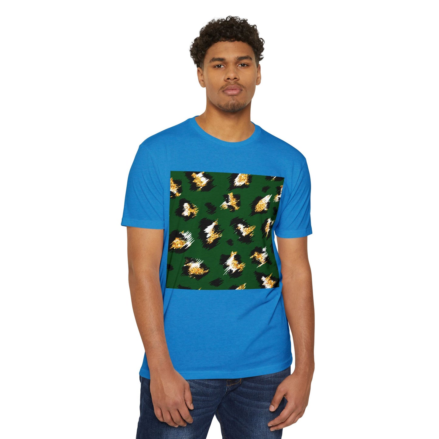 Unisex CVC Jersey T-Shirt - Vibrant Green Animal Print