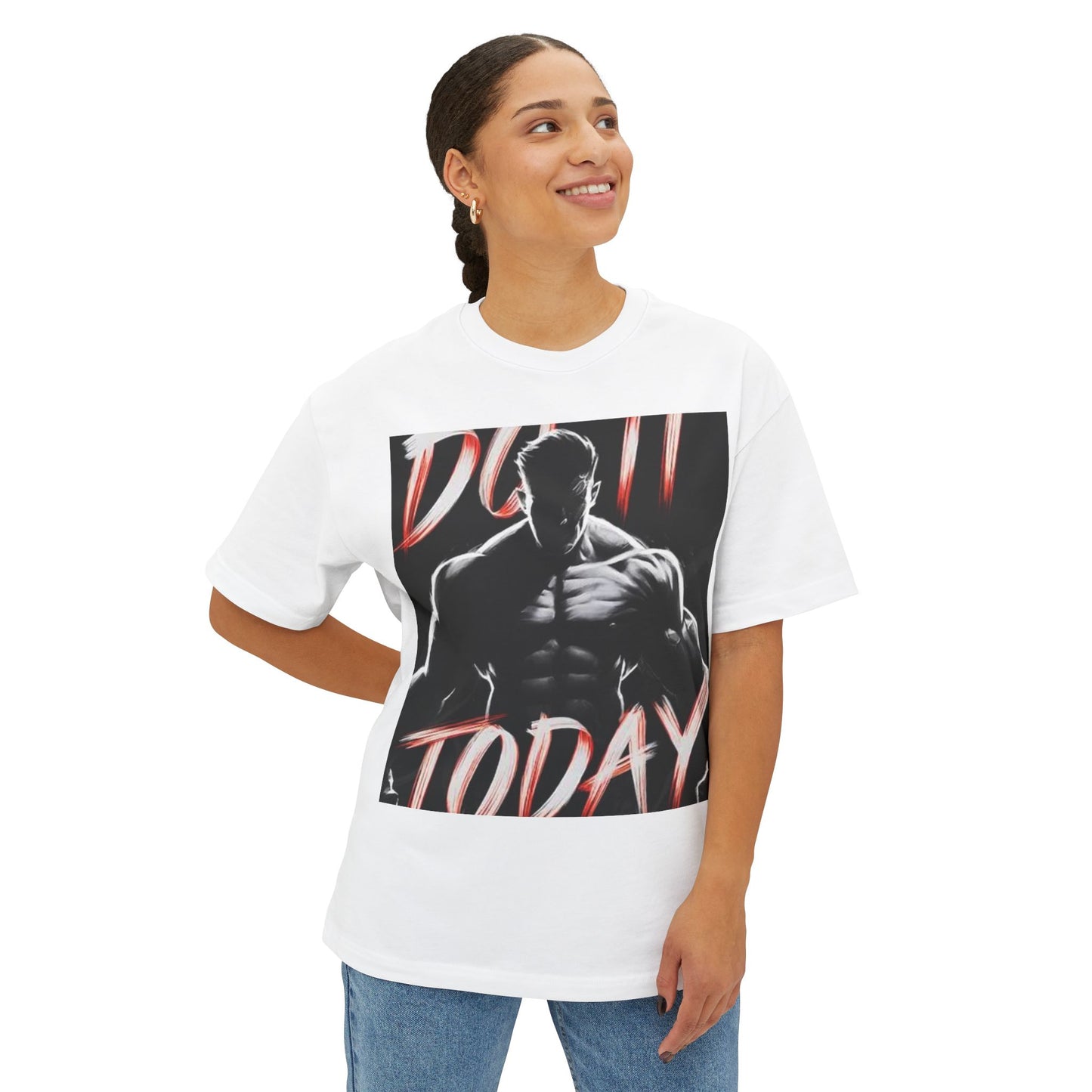 Motivational Oversized Boxy Tee - 'Do It Today' Graphic Tee for Fitness Enthusiasts