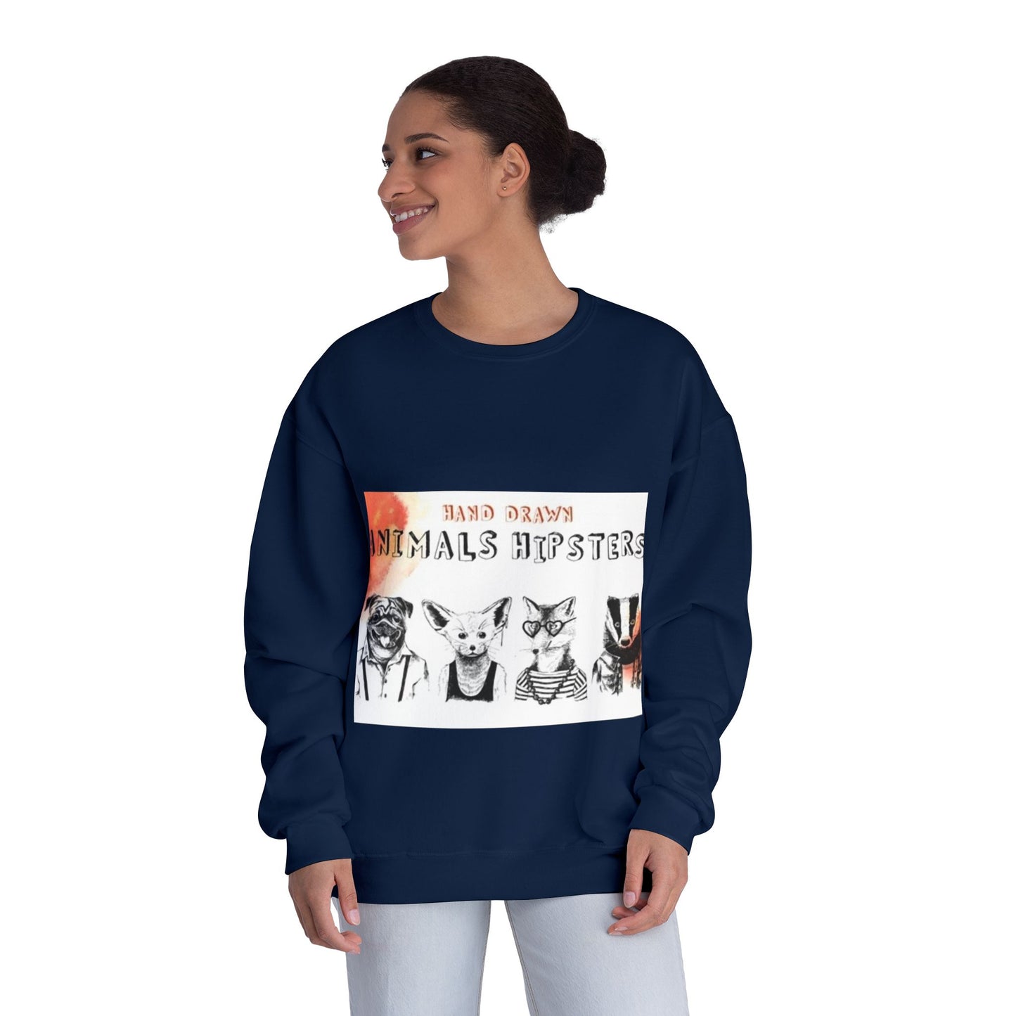 Hand Drawn Animals Hipsters Unisex Crewneck Sweatshirt