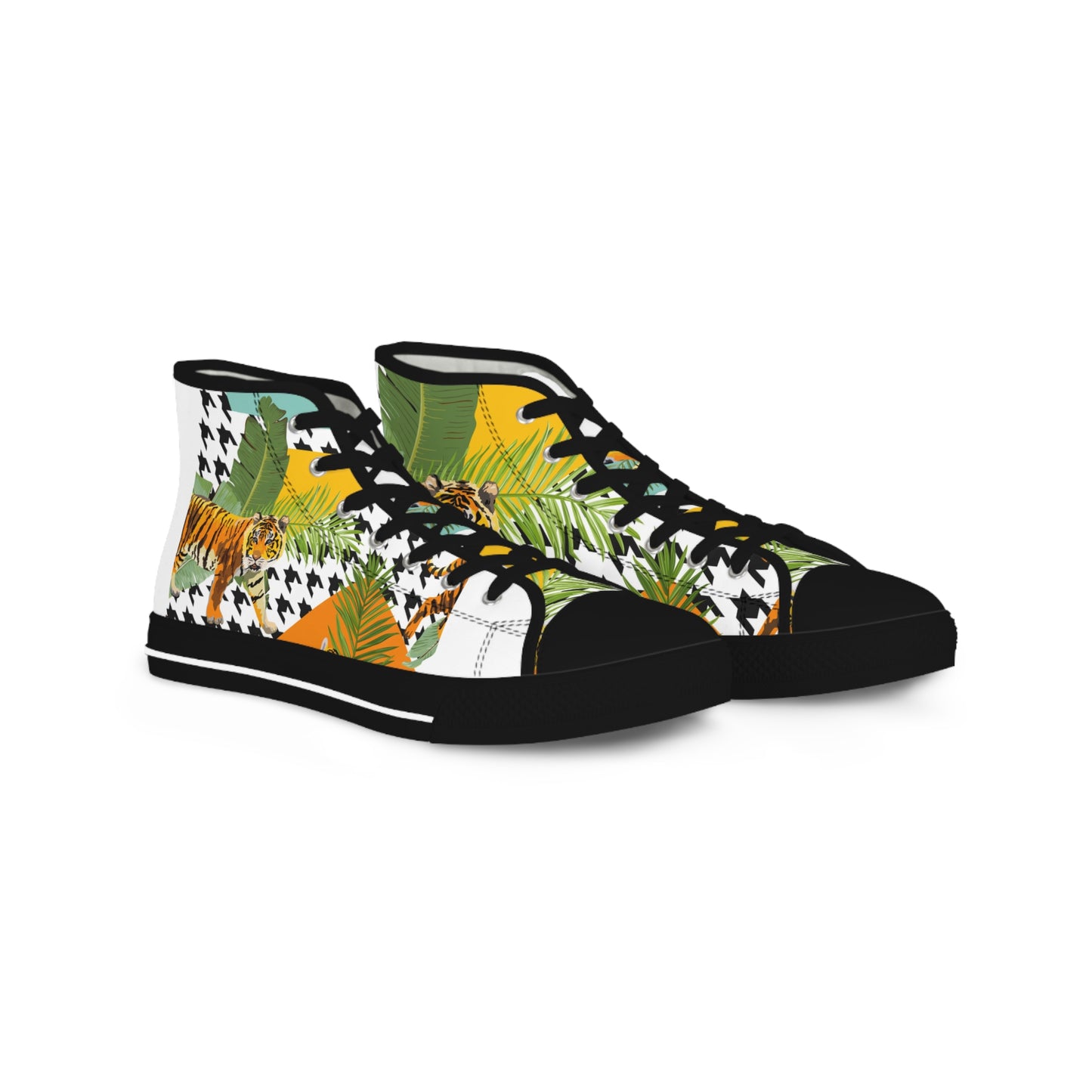 Men's High Top Sneakers - Bold Jungle Vibe Design